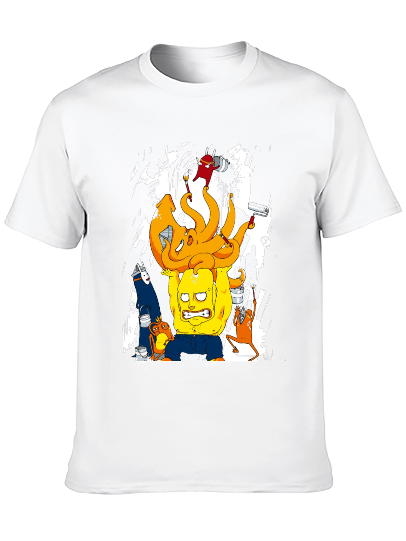 Black Cartoon Graphic T-Shirt - Black Crew Neck Tee view 10