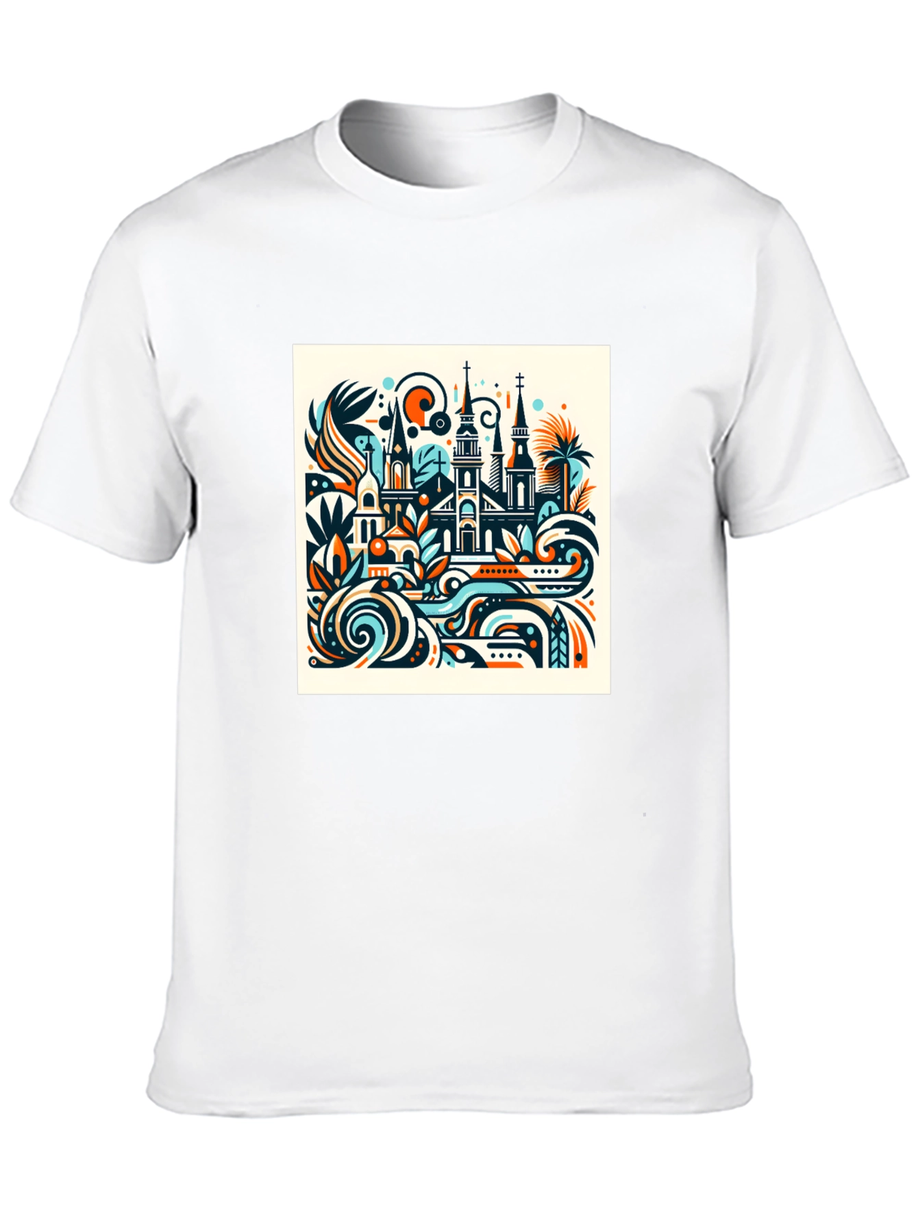 Black Abstract Cityscape Graphic Tee view 10
