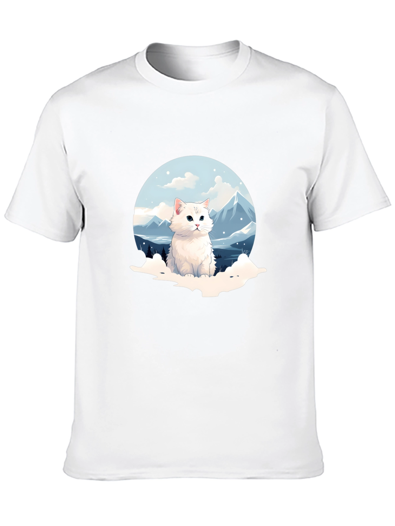 Black Cute Cat Mountain Scene Graphic Tee view 10