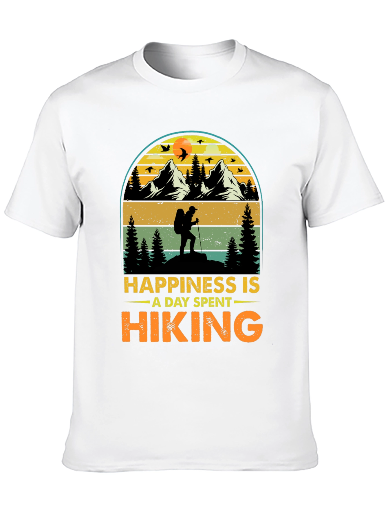 Black Hiking Adventure T-Shirt: Happiness Is Hiking view 10