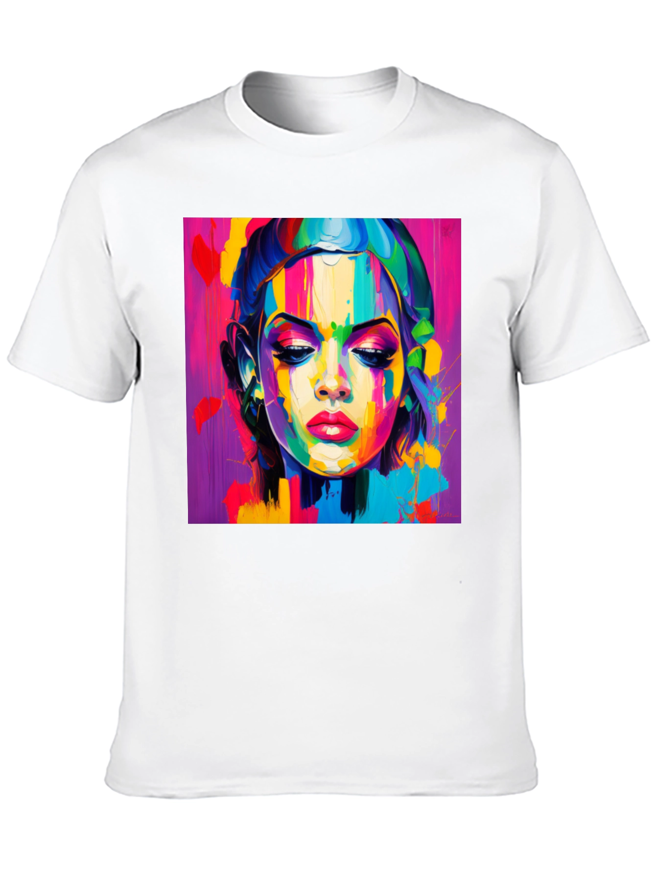 Black Abstract Woman Graphic Tee - Vibrant Colors view 10