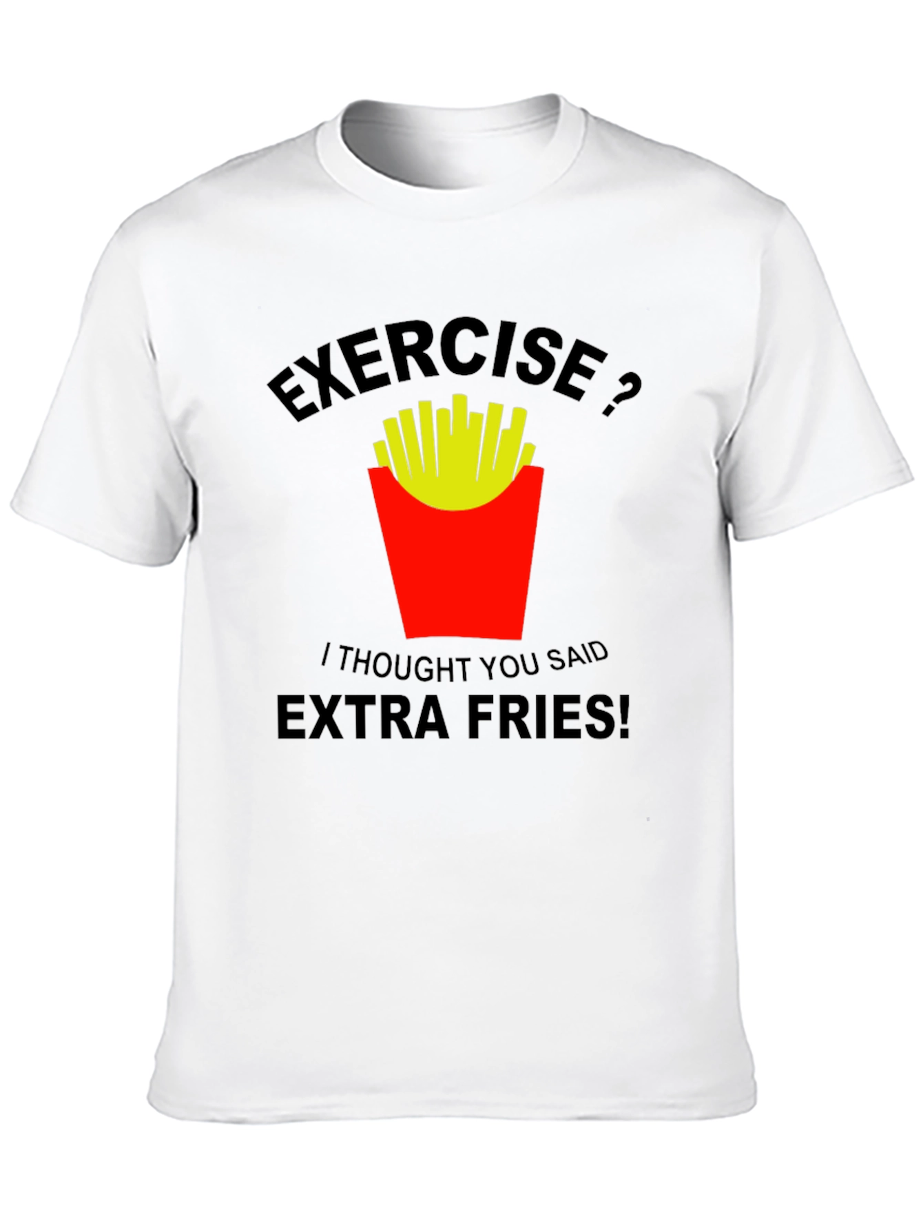 Black Exercise? Extra Fries! Graphic T-Shirt view 10
