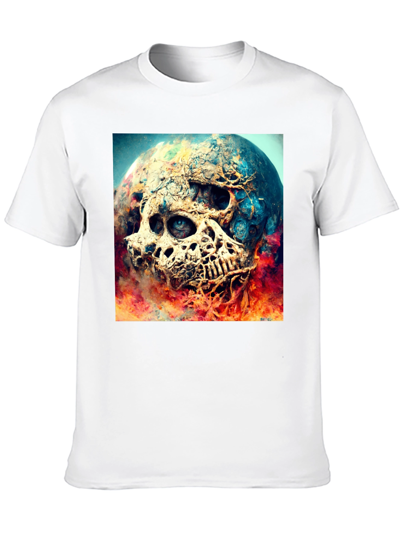 Black Skull Planet Graphic Tee - Black Cotton Shirt view 10