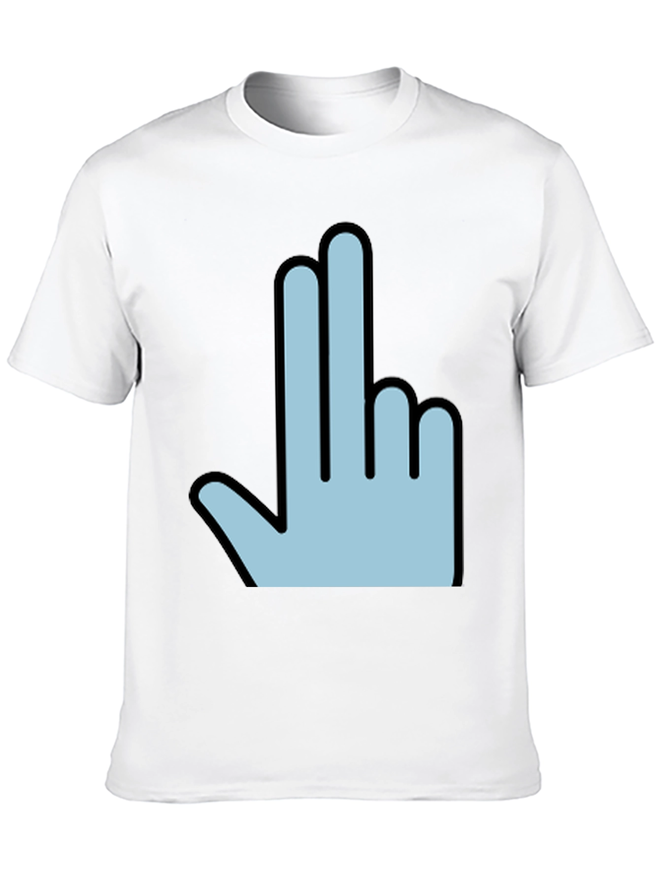 Black Funny Hand Gesture Graphic Print Men's Black T-Shirt view 10