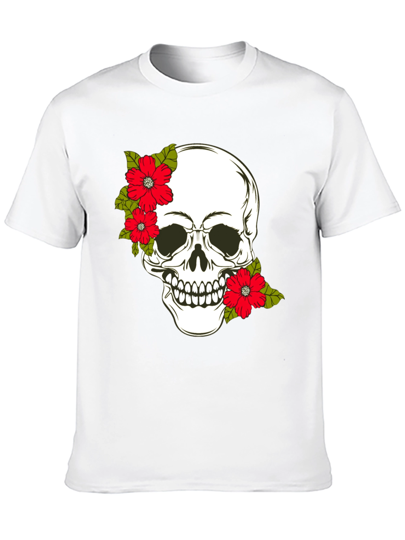 Black Skull & Floral Graphic Print Tee view 10