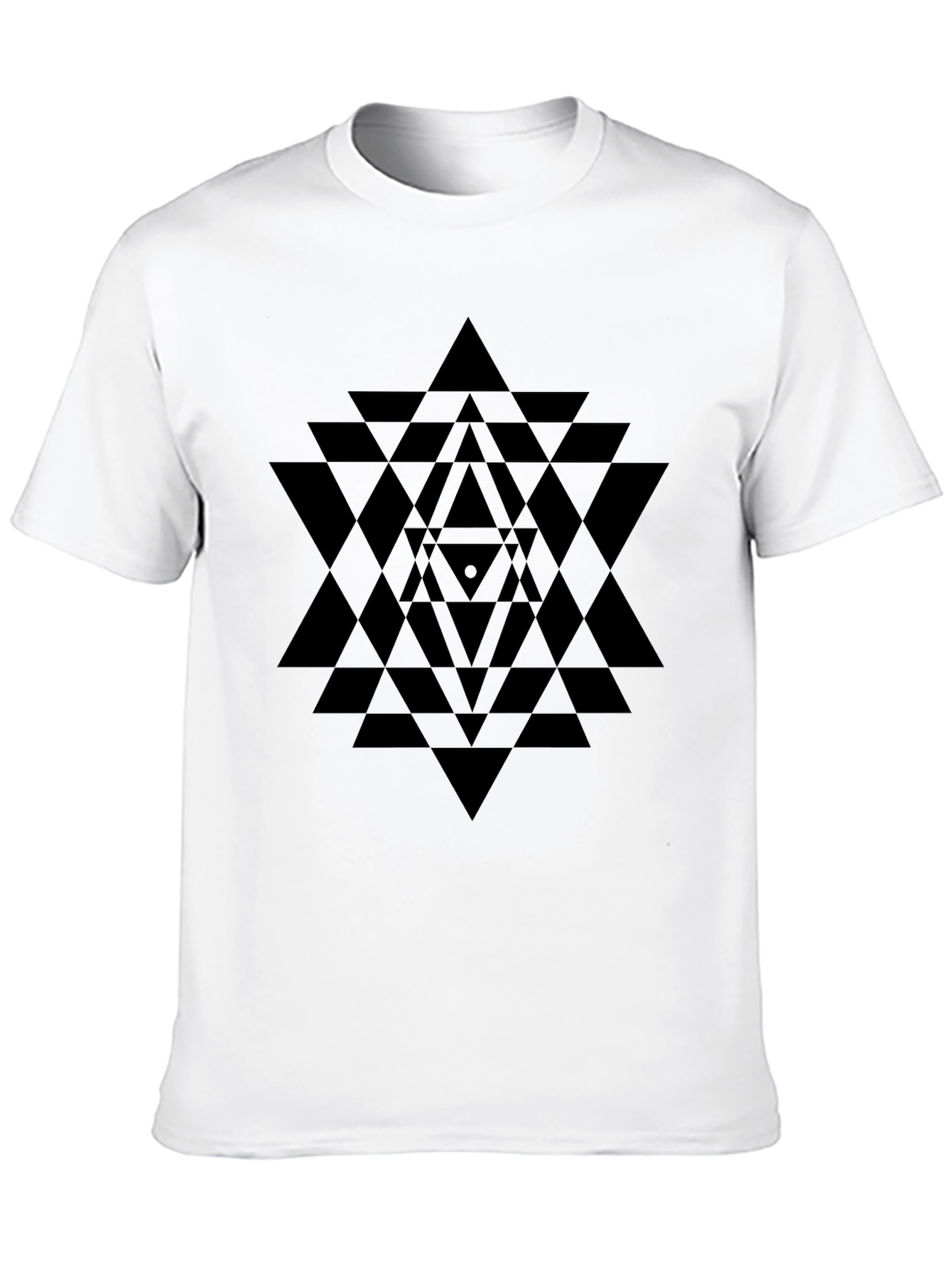 Black Geometric Pattern Black T-Shirt view 10