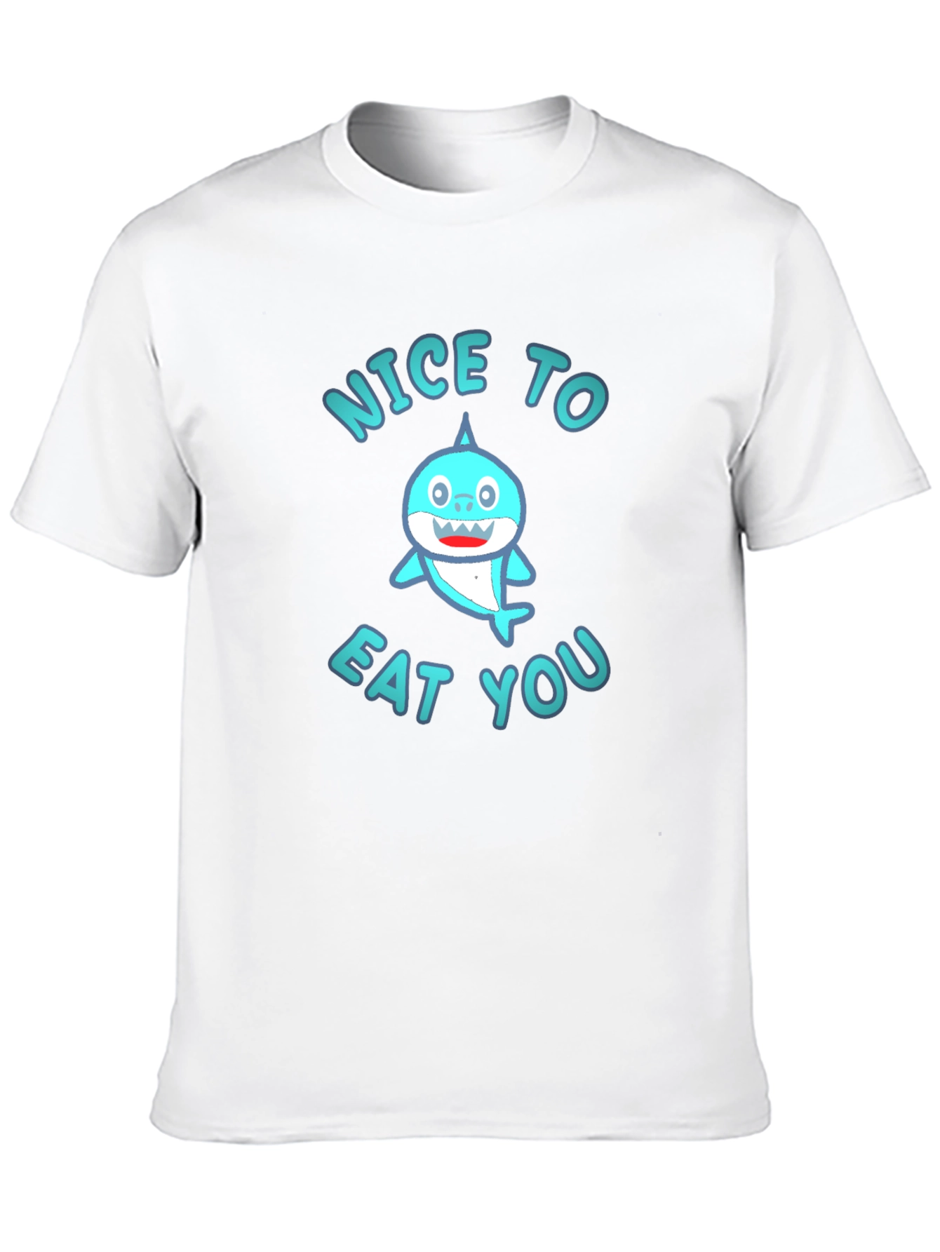 Black Funny Shark Graphic Tee - "Nice to Eat You" Black T-Shirt view 10