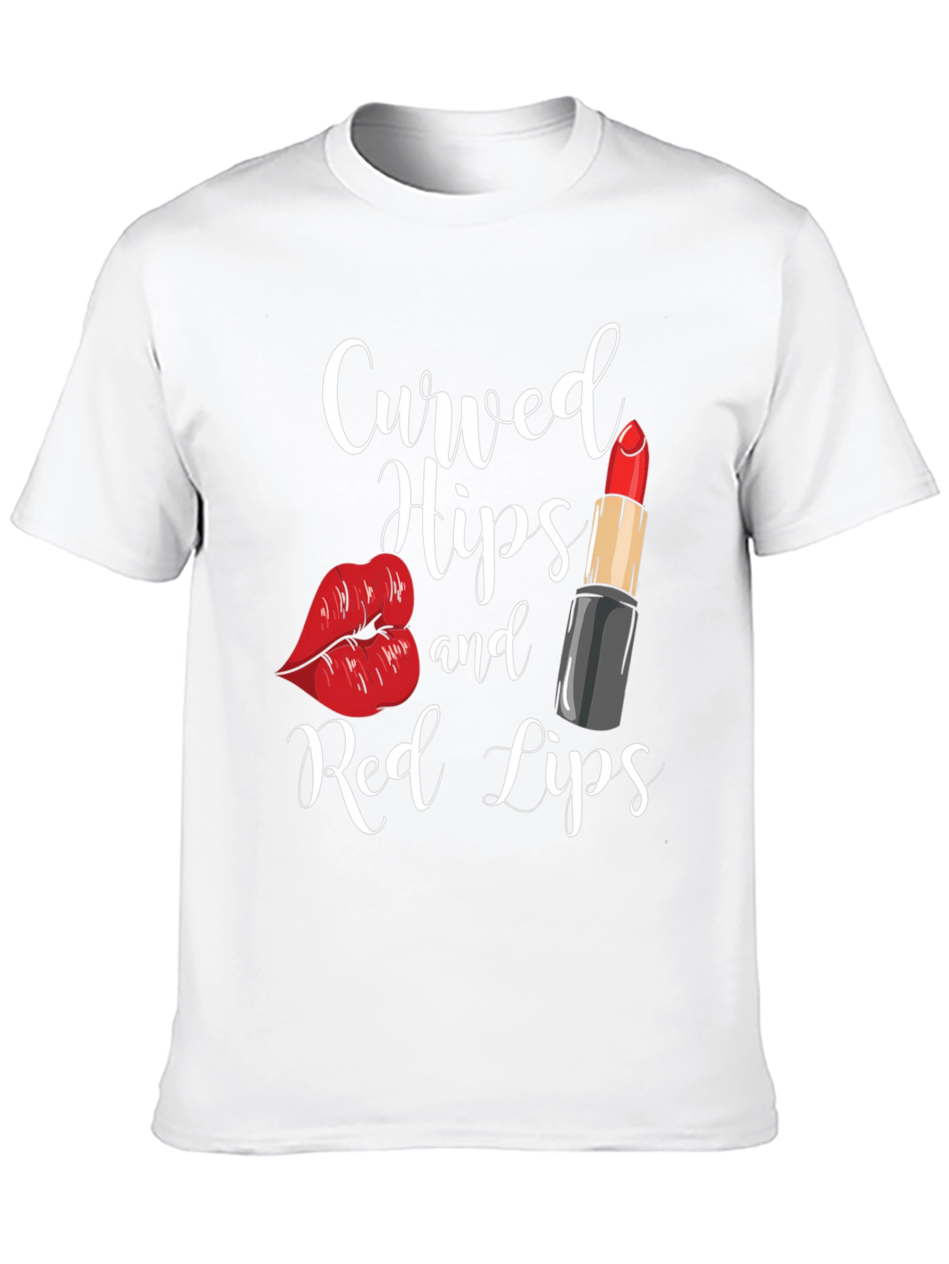 Black Curved Hips & Red Lips Graphic Tee - Black view 10