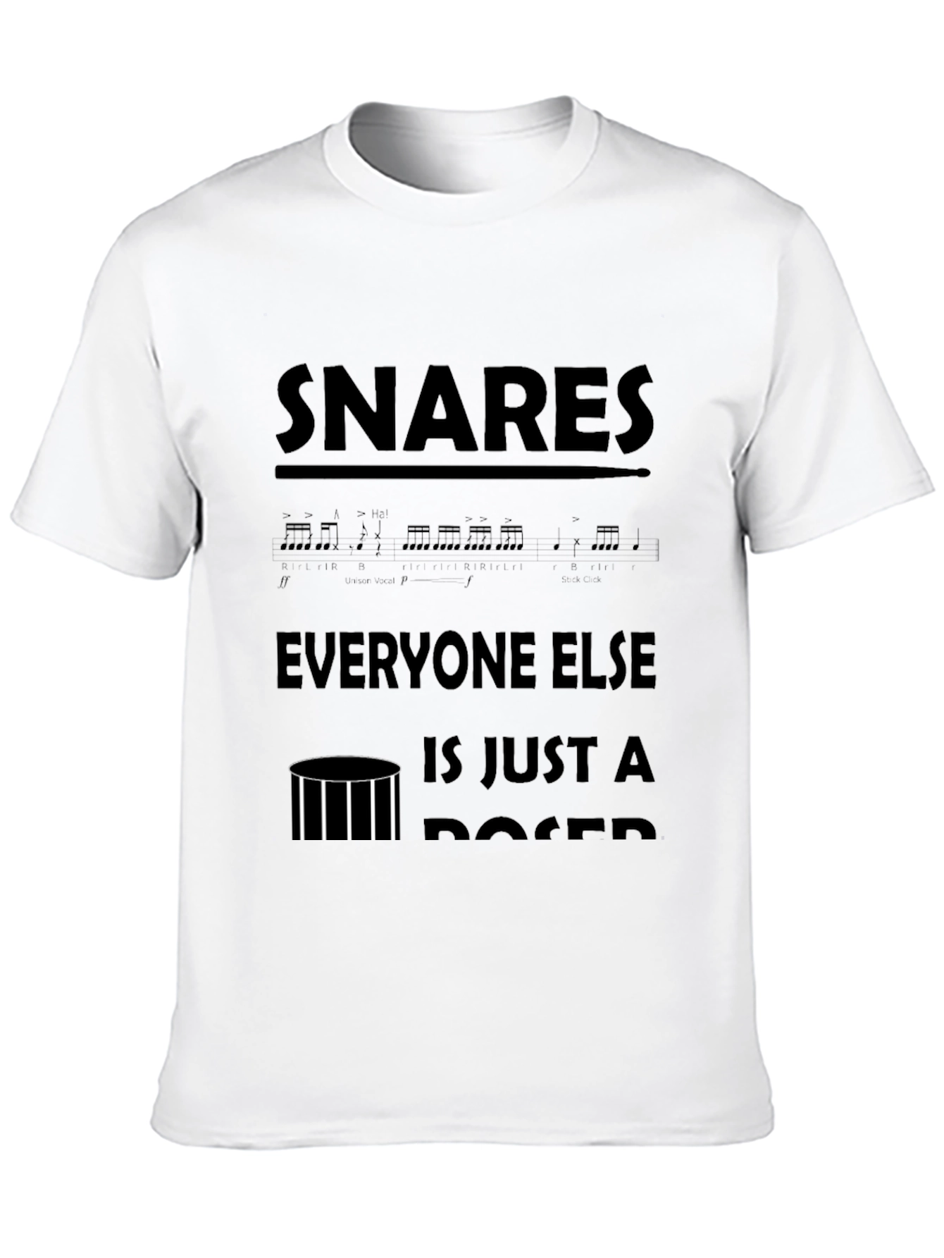 Black Snare Drummer T-Shirt - Funny Drumming Musician Tee view 10