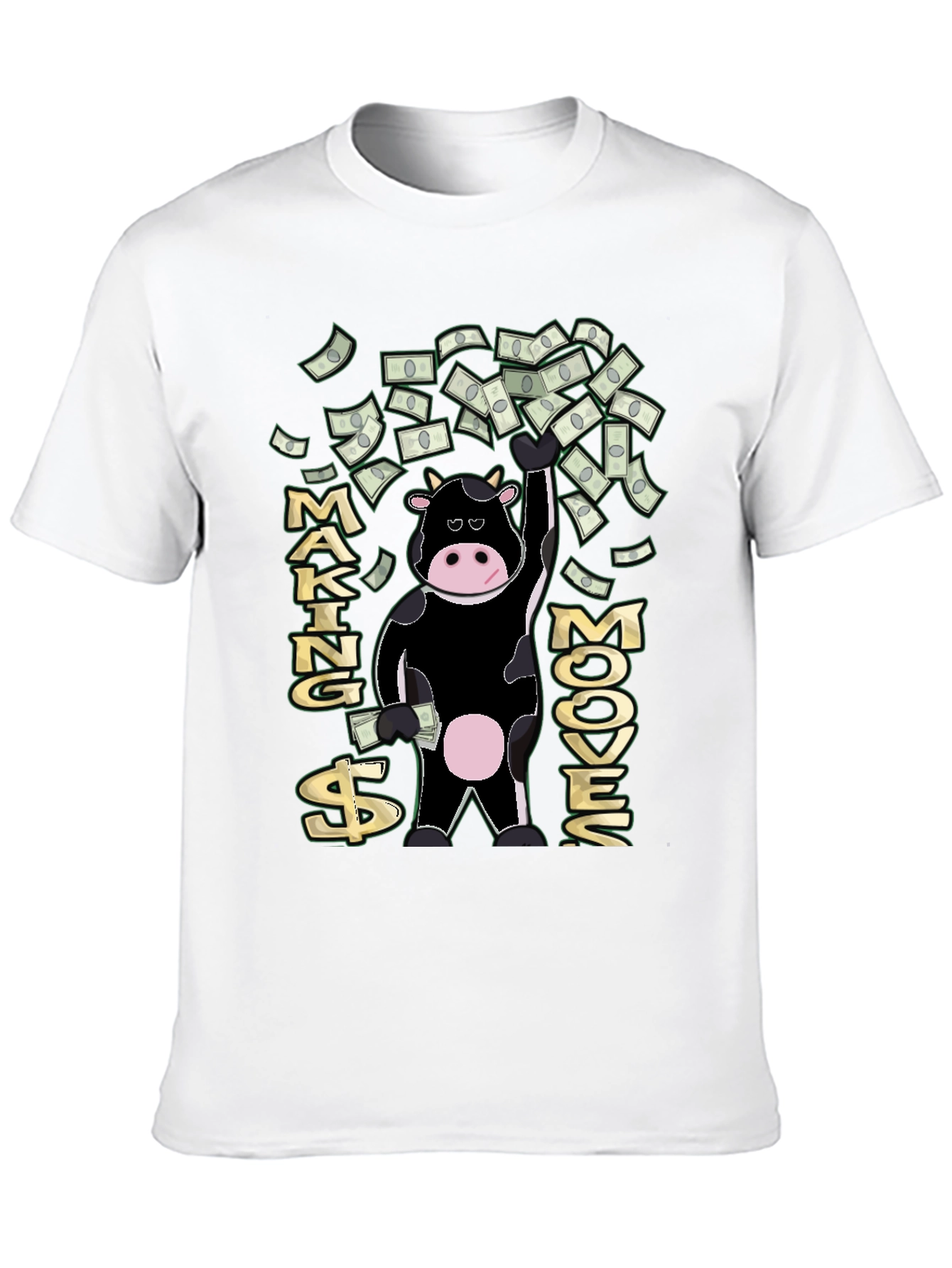 Black Making Mooves T-Shirt - Funny Cow Money Tee view 10