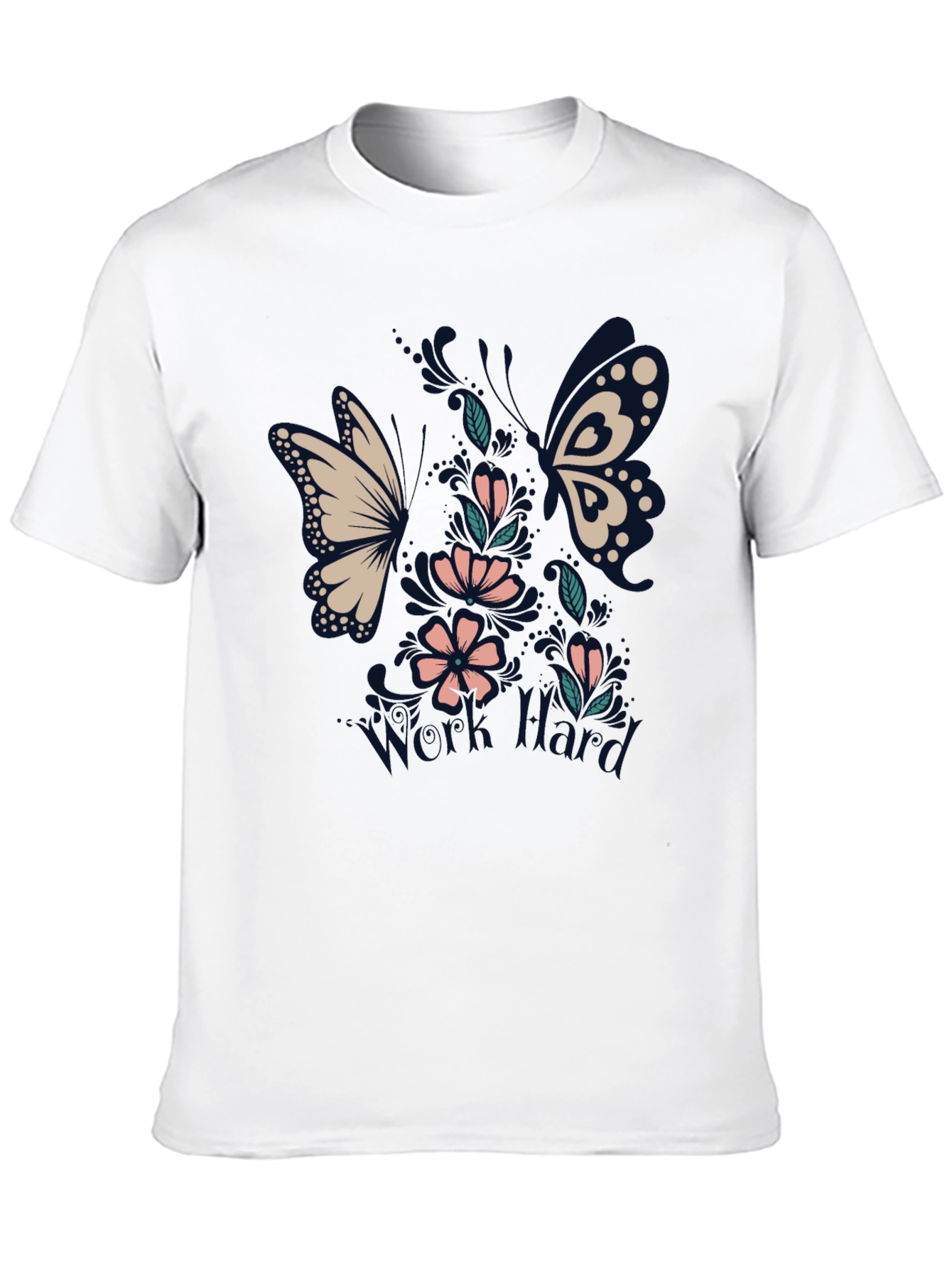 Black Floral Butterfly Black T-Shirt view 10