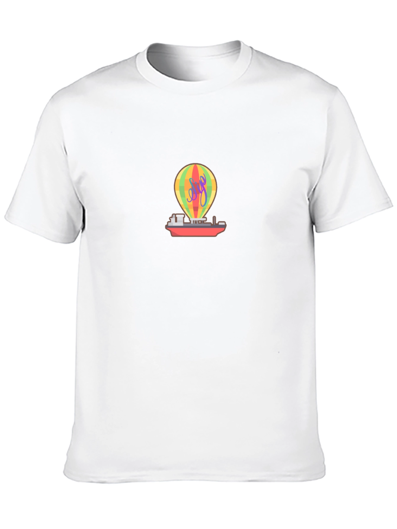 Black Novelty Black T-Shirt with Hot Air Balloon & Boat Graphic view 10