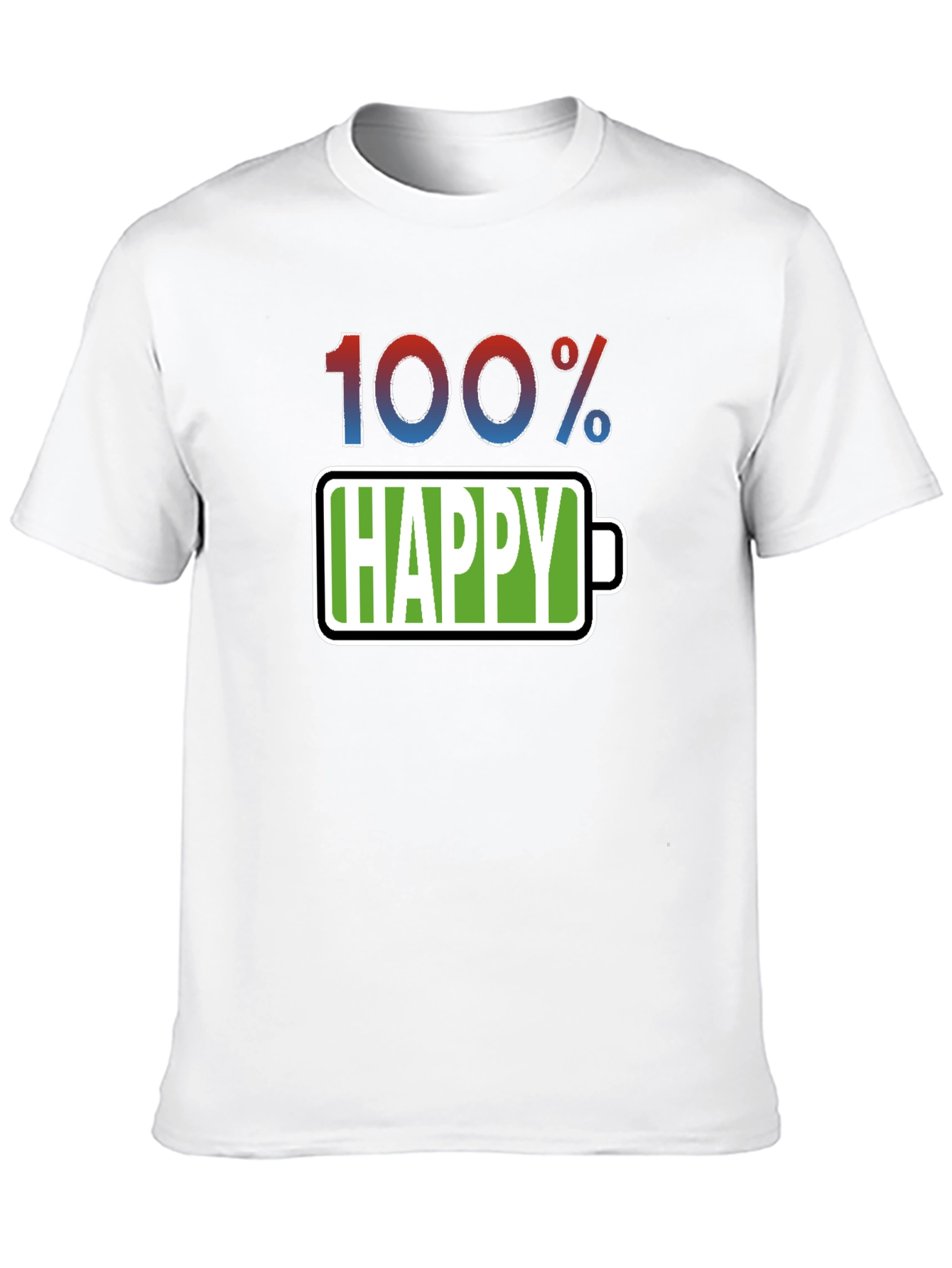 Black 100% Happy T-Shirt - Funny Battery Life Graphic Tee view 10