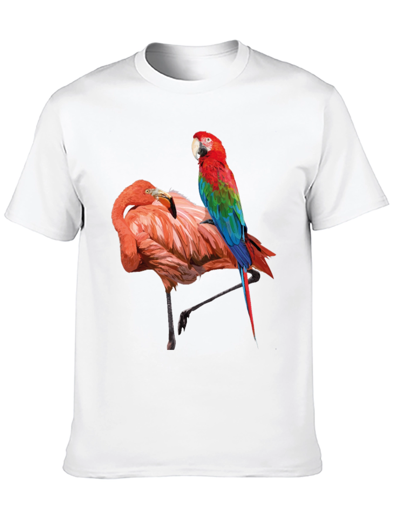 Flamingo Parrot Graphic Tee - Men's Black T-Shirt - 10