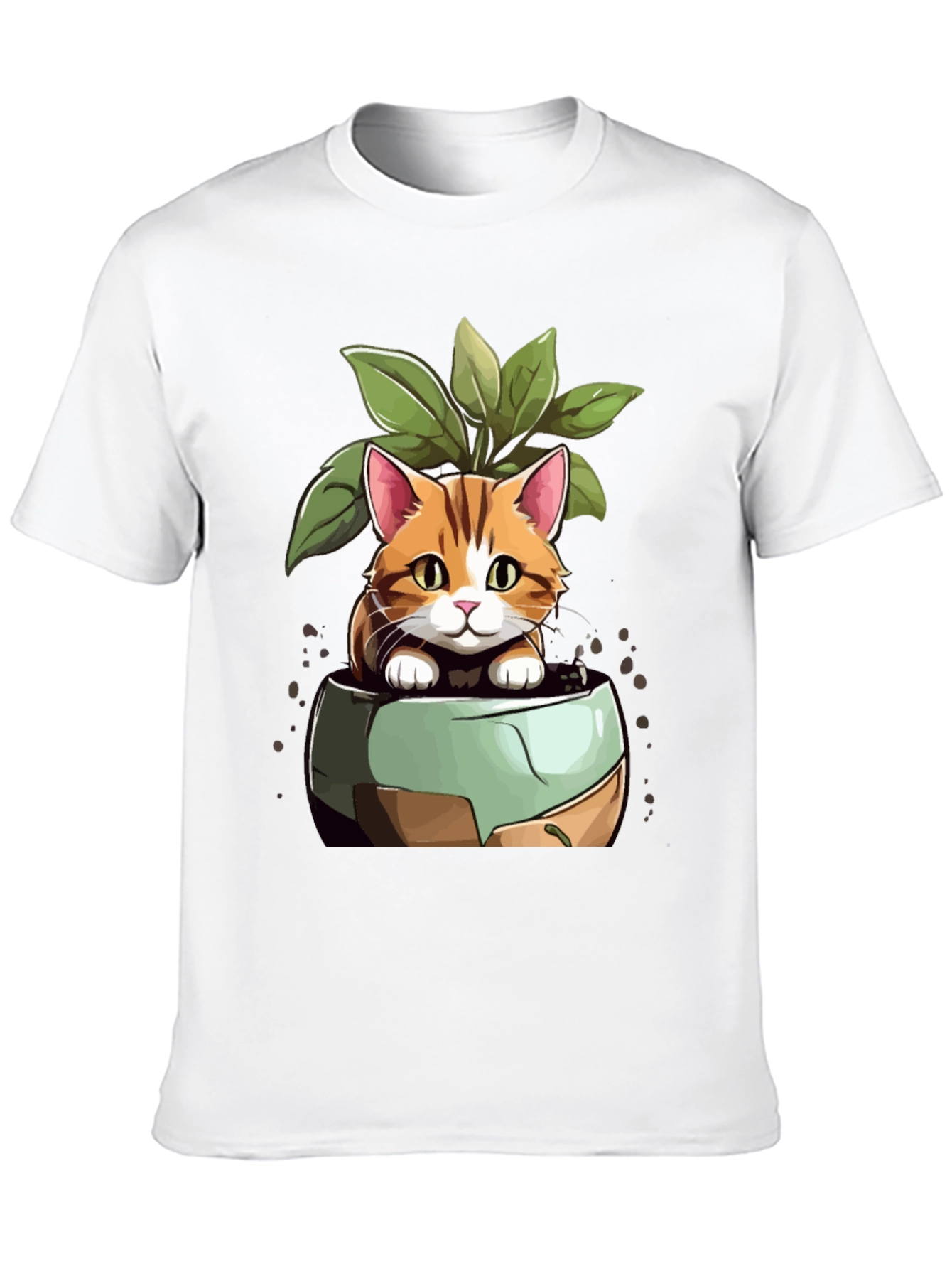 Black Cat in Pot Plant T-Shirt - Unique Design view 10