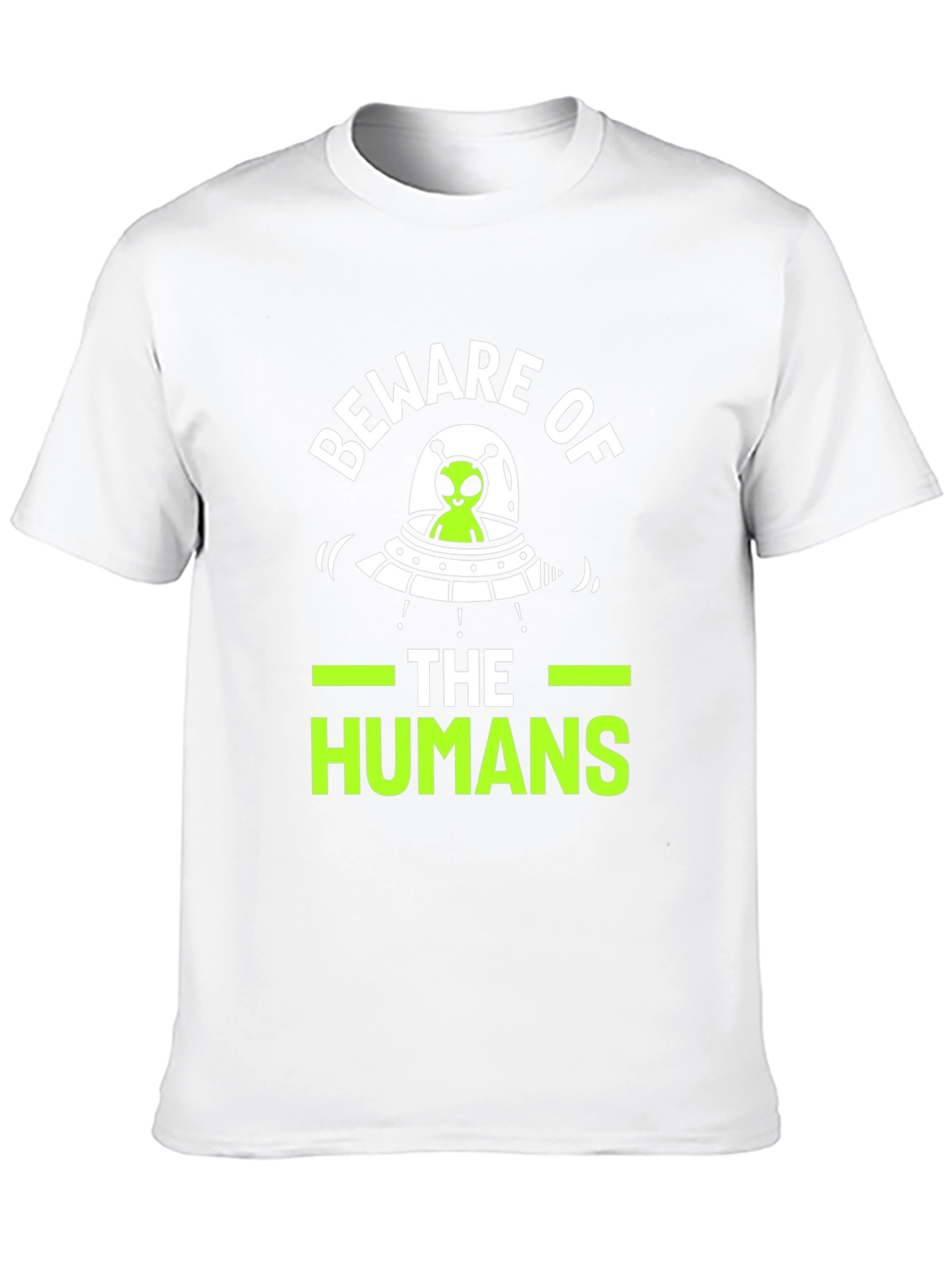 Black Beware of The Humans Alien UFO Graphic T-Shirt view 10