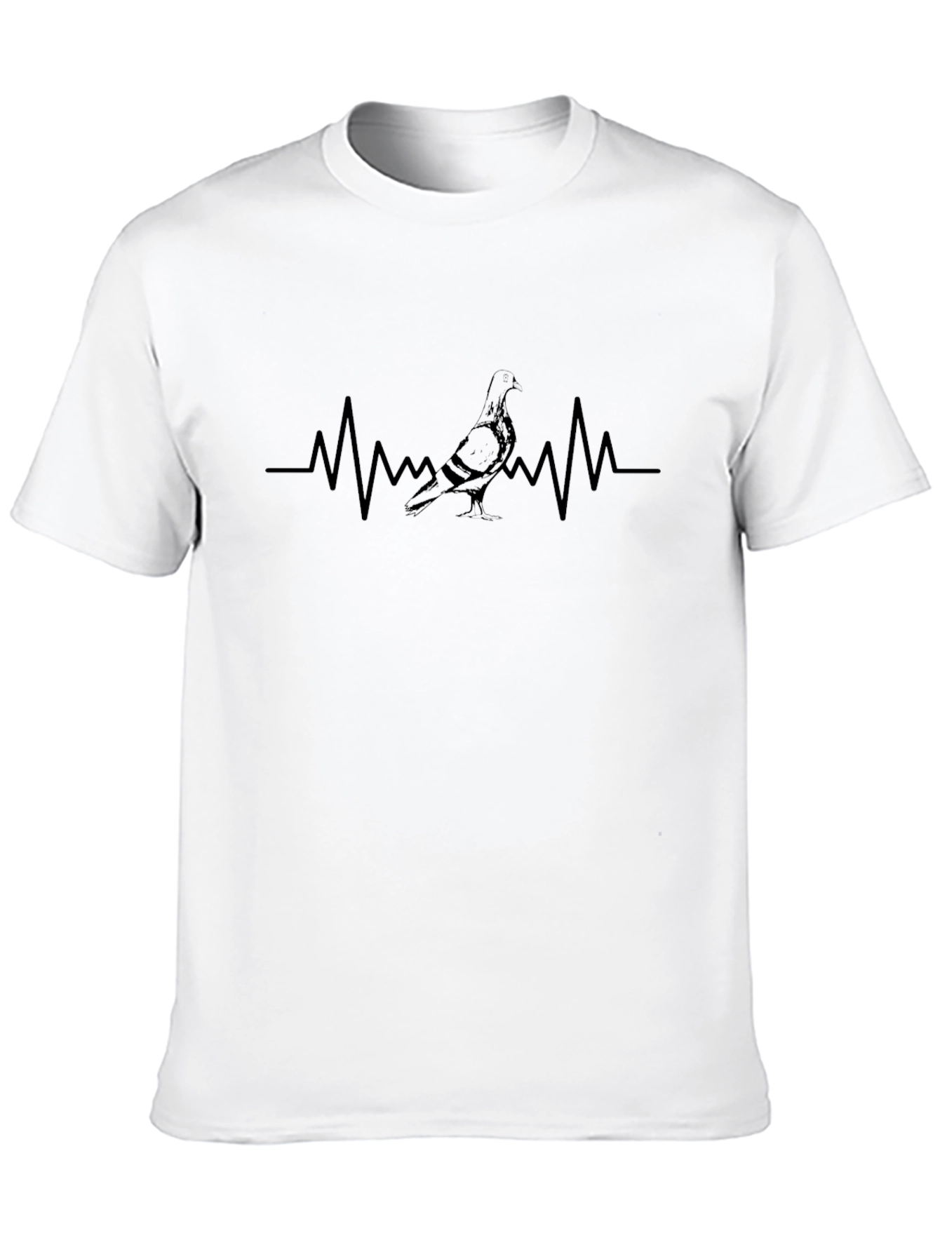 Black Pigeon Heartbeat T-Shirt - Soft Black Cotton view 10