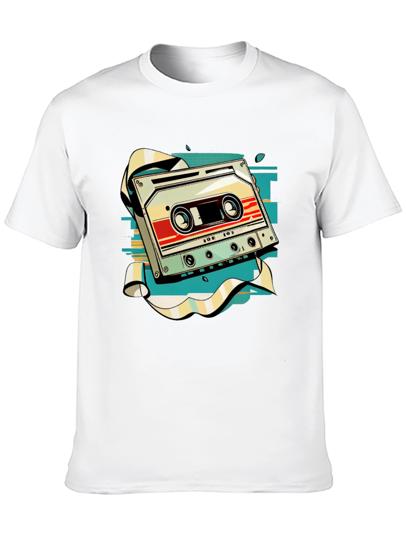 Black Retro Cassette Tape Graphic Tee - Vintage Music Style view 10