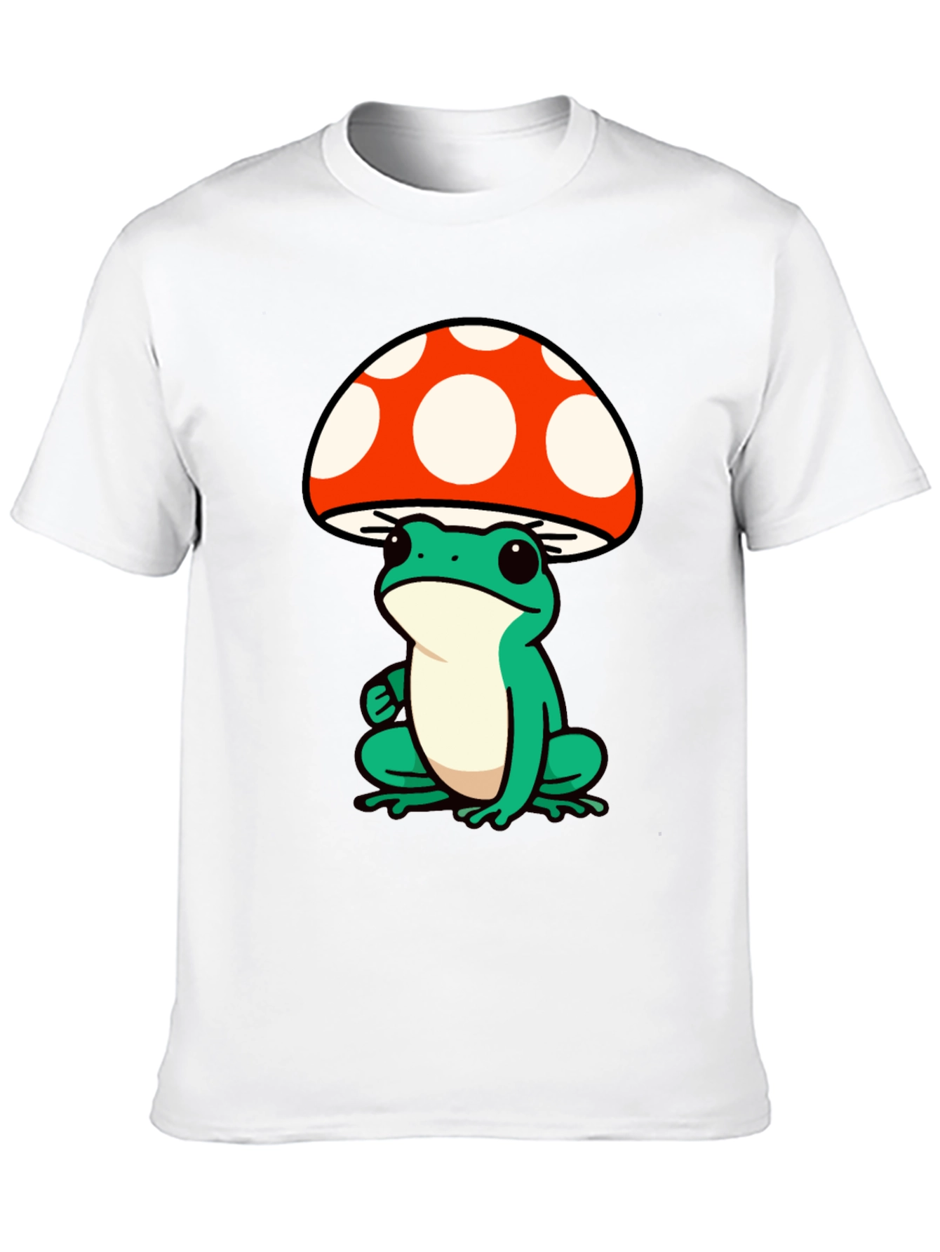 Black Frog Mushroom Graphic Tee - Black Cotton T-Shirt view 10