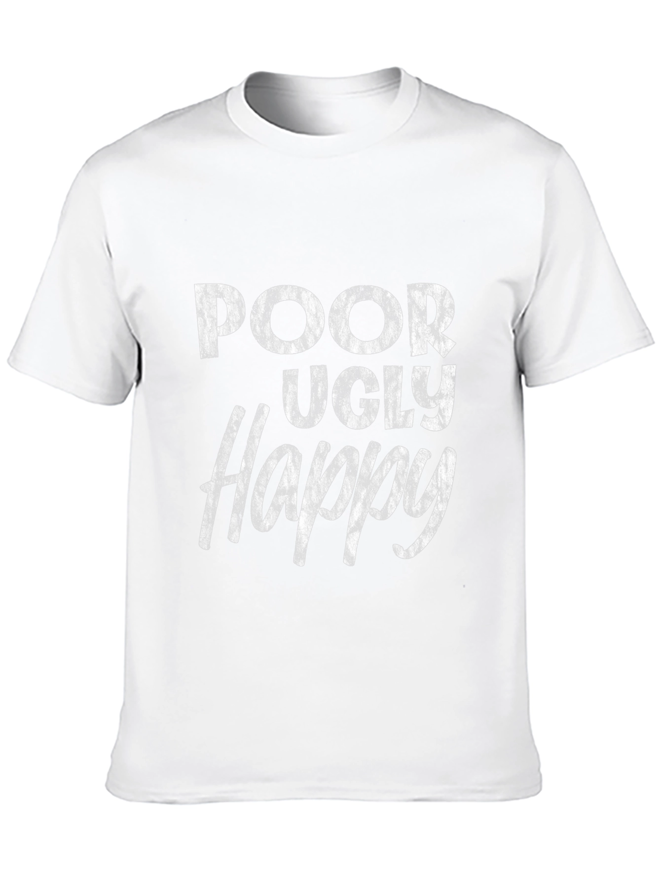 Black Poor Ugly Happy Graphic Tee - Casual Black T-Shirt view 10