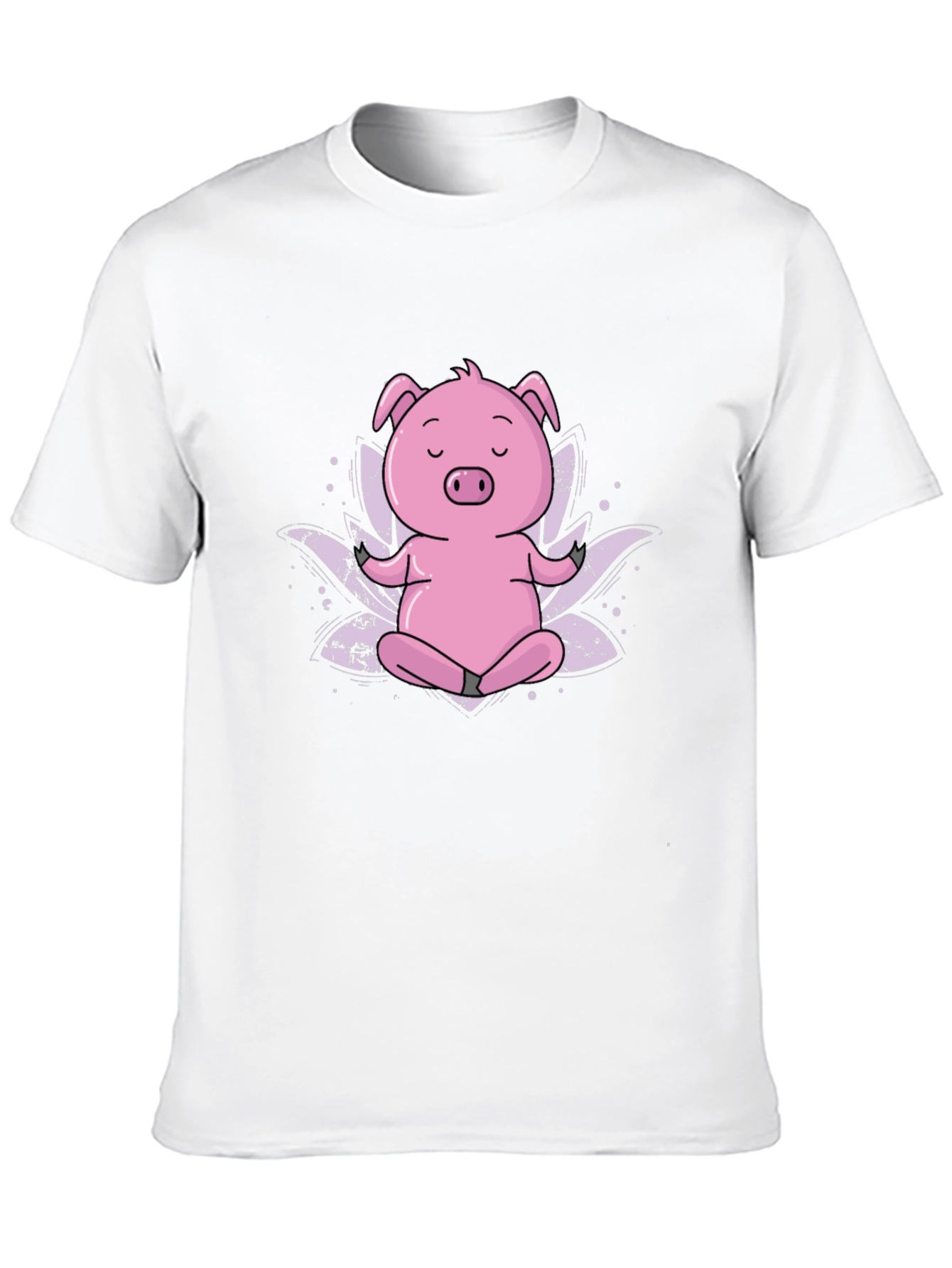 Black Zen Pig Black T-Shirt - Meditating Cartoon Animal view 10