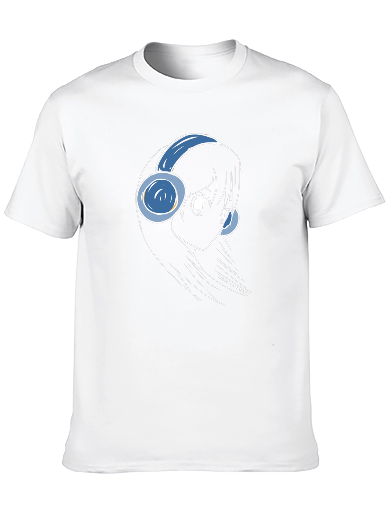 Black Anime Girl Headphones T-Shirt - Black view 10