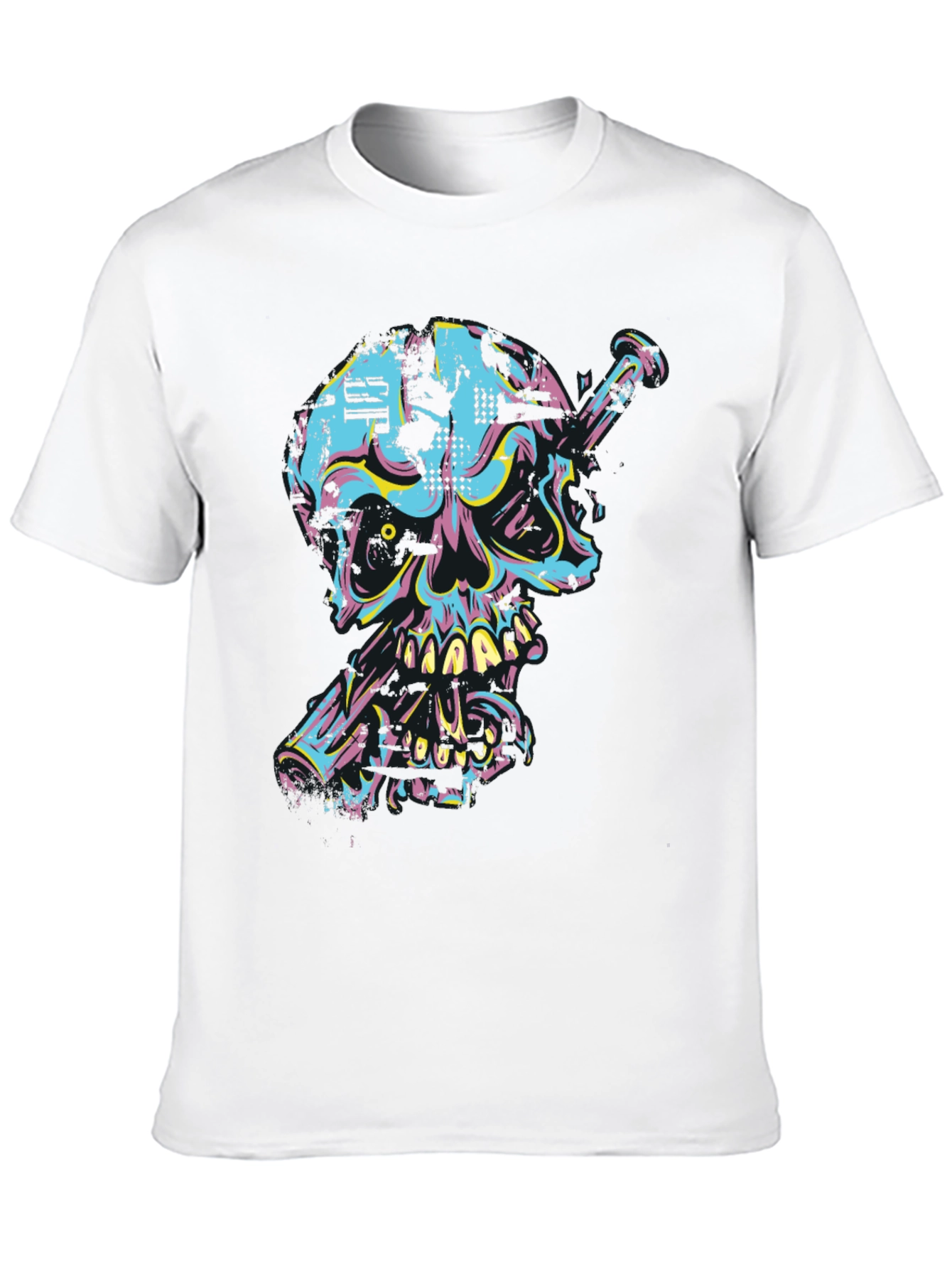 Black Edgy Skull & Nail Graphic Tee view 10