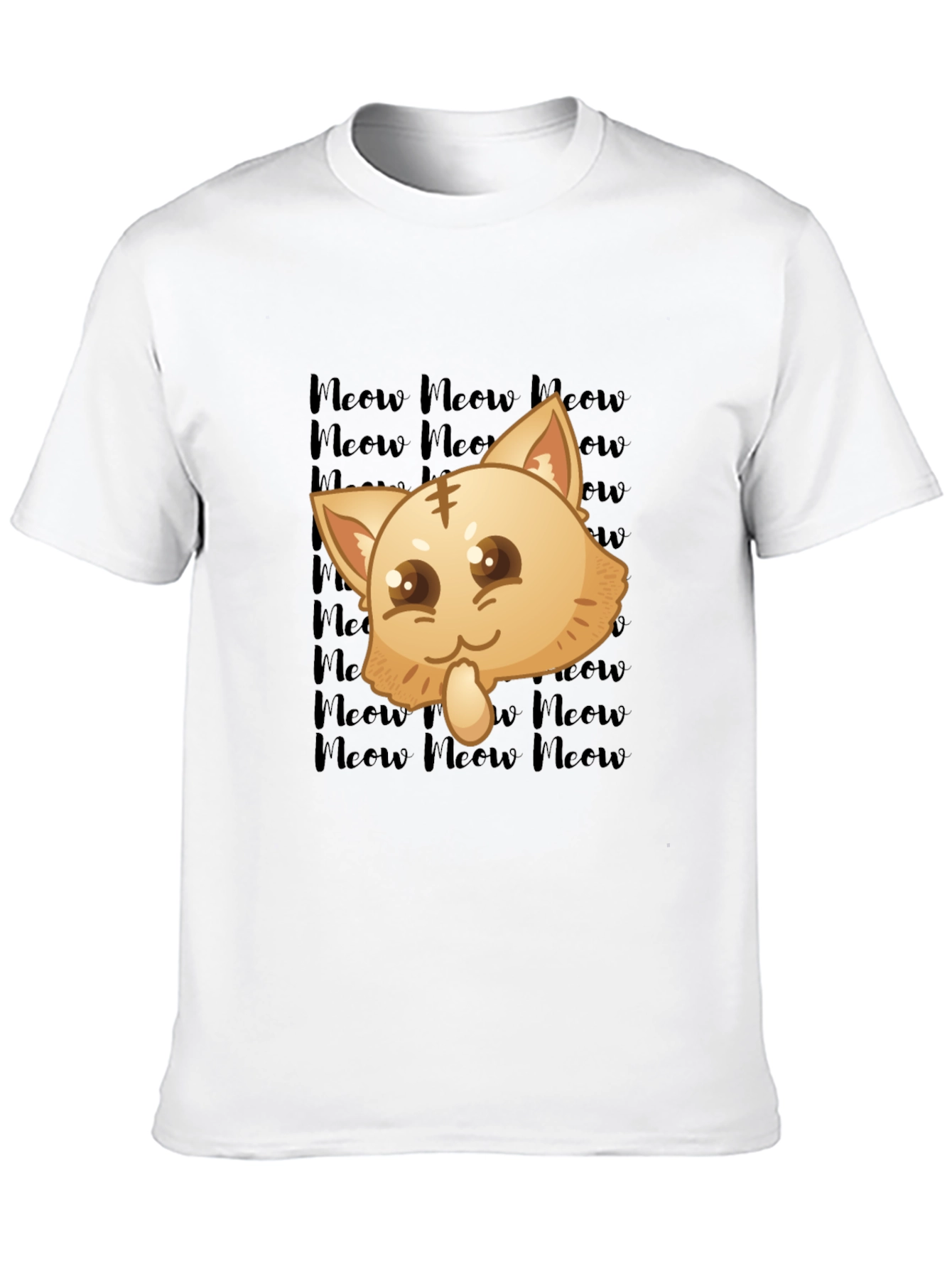 Black Kawaii Meow Cat T-Shirt view 10