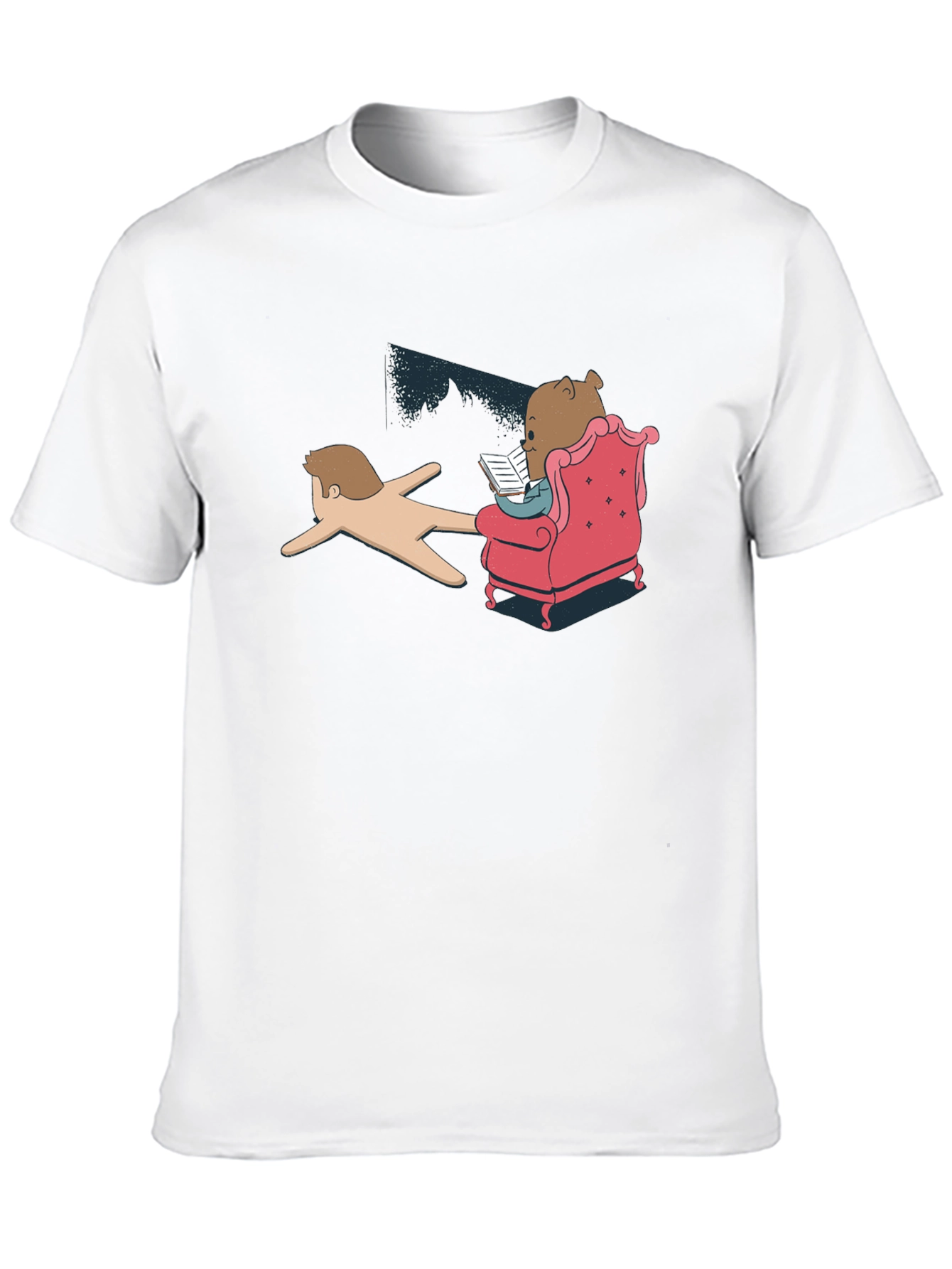 Black Funny Reading Bear Black T-Shirt view 10
