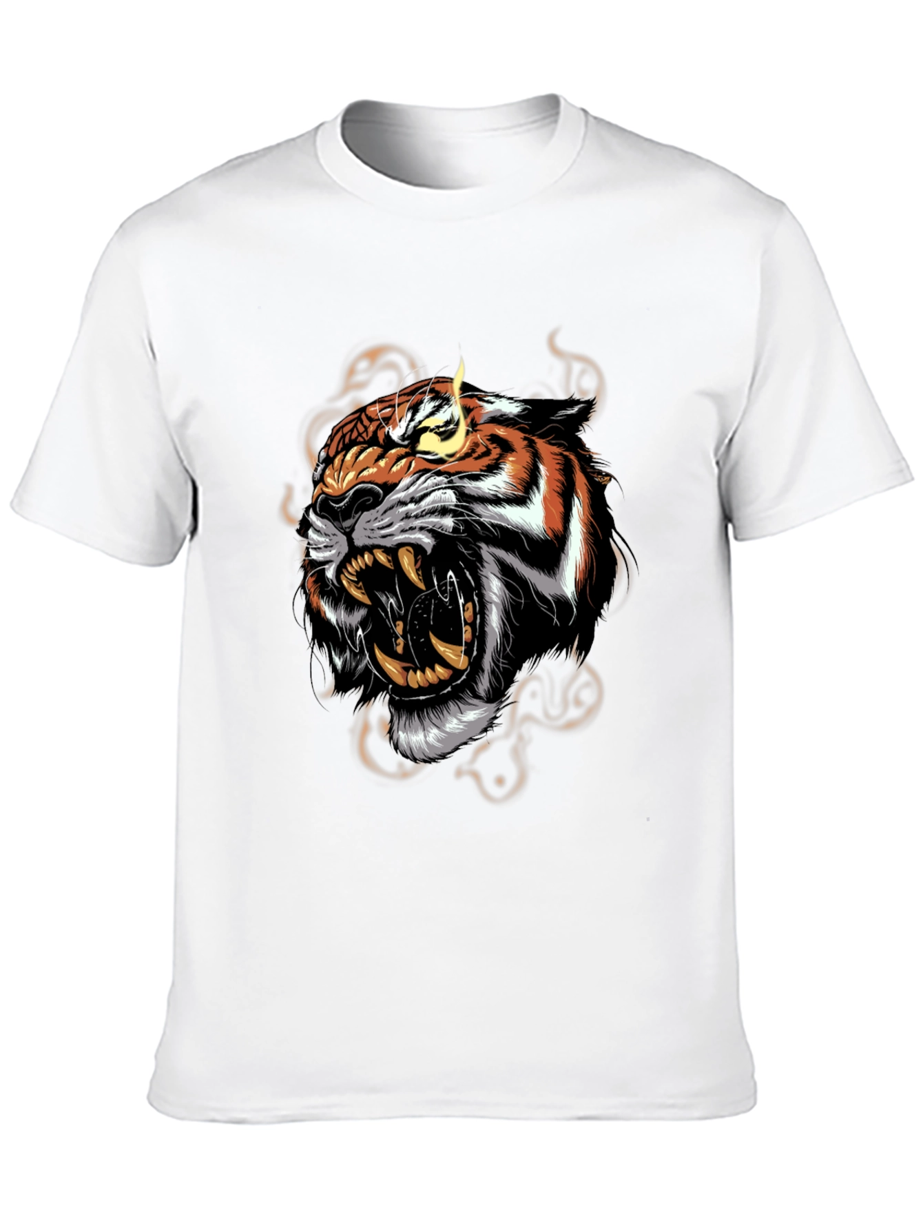 Black Men's Black T-Shirt with Roaring Tiger Graphic view 10
