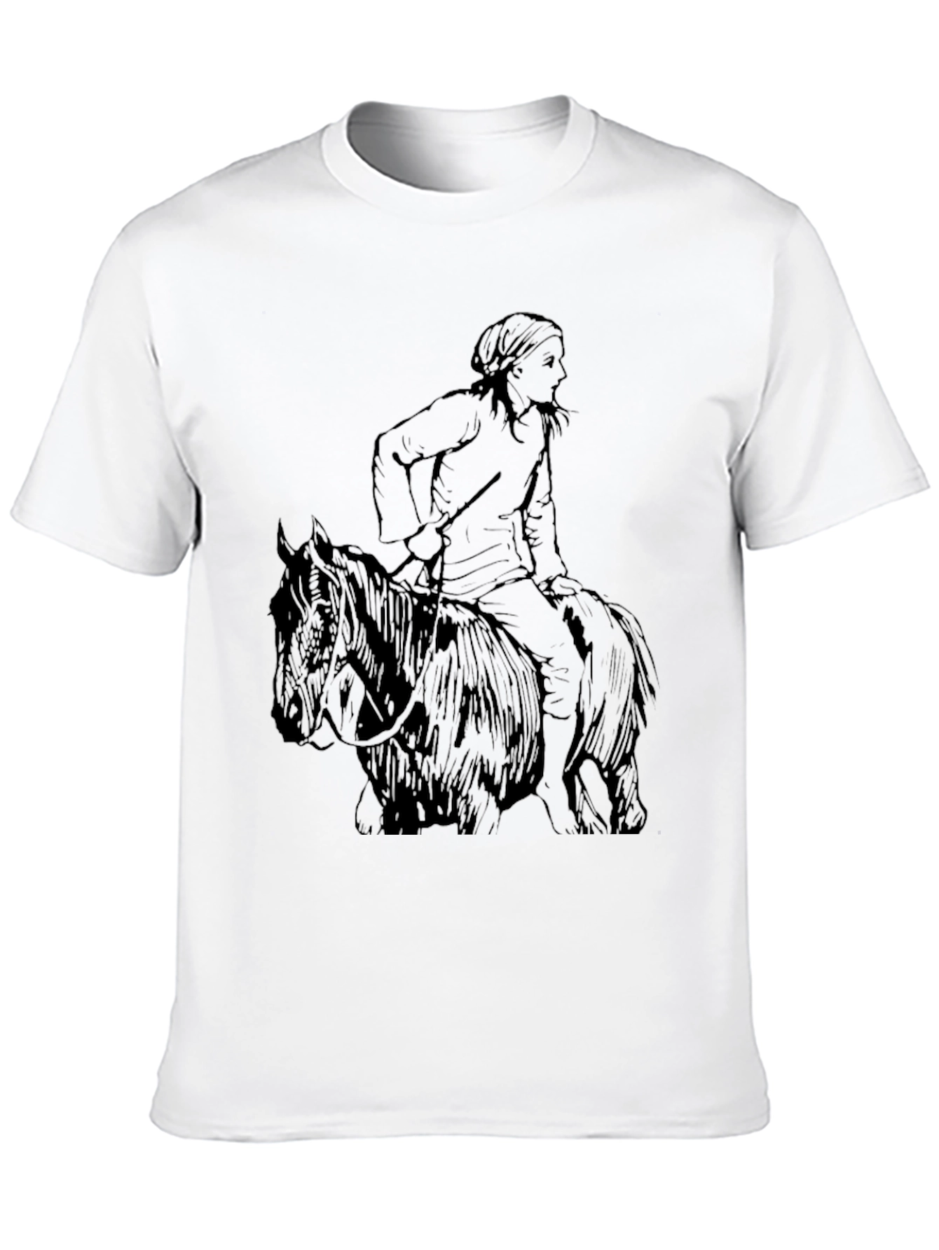 Black T-Shirt with Equestrian Graphic Tee - 10
