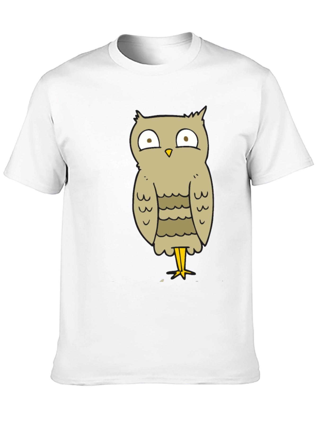 Black Funny Owl Cartoon T-Shirt - Unisex Black Tee view 10