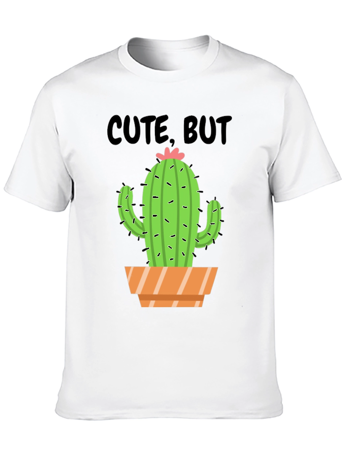 Black Cute But Prickly Cactus Graphic Tee - Unisex Cotton T-Shirt view 10