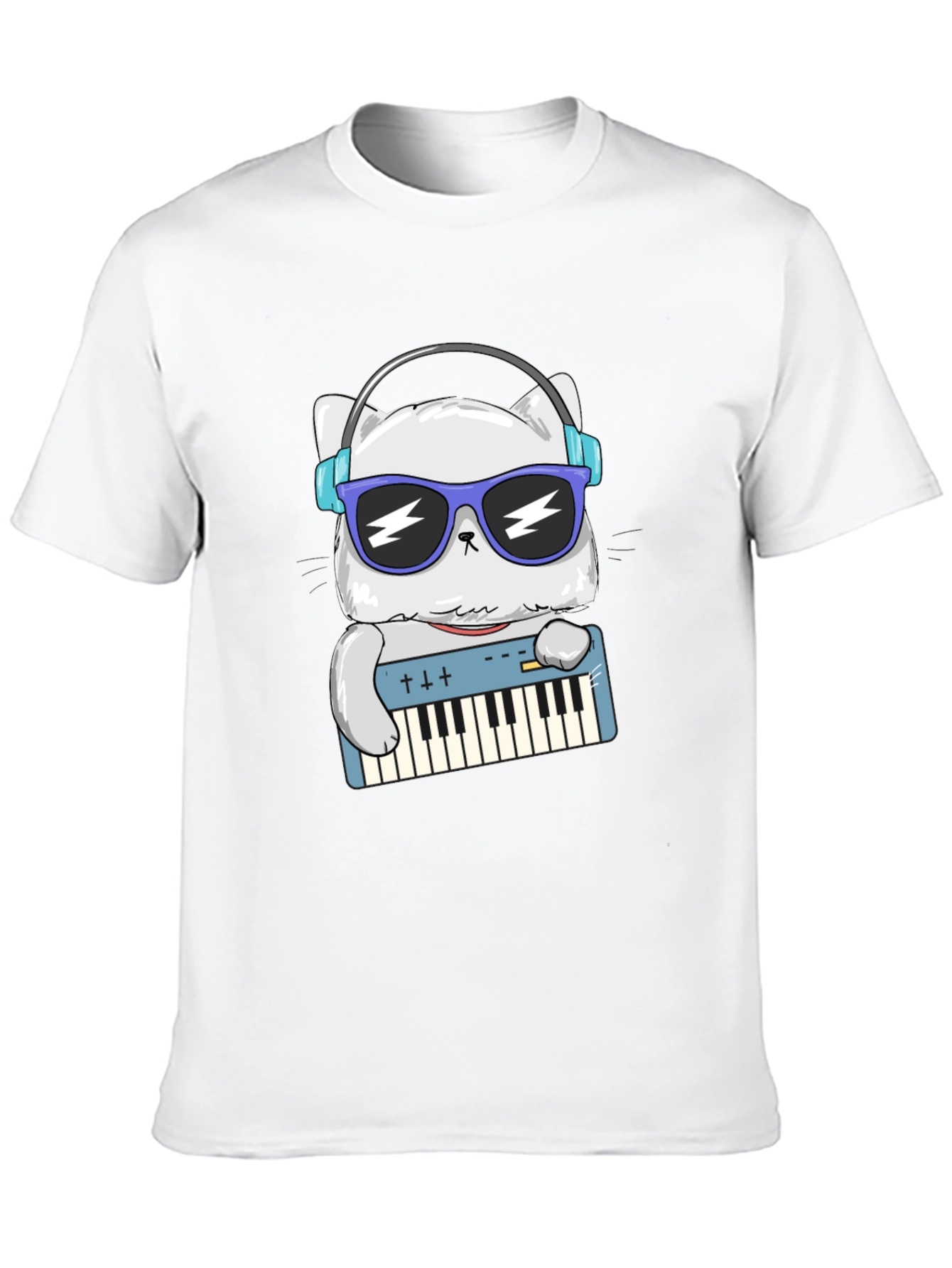 Black Cool Cat Musician Graphic T-Shirt view 10