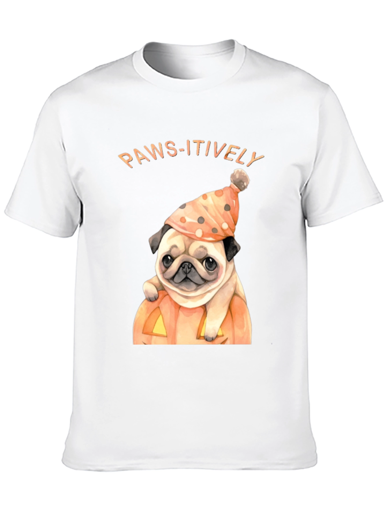 Black Paws-itively Halloween Pug T-Shirt view 10