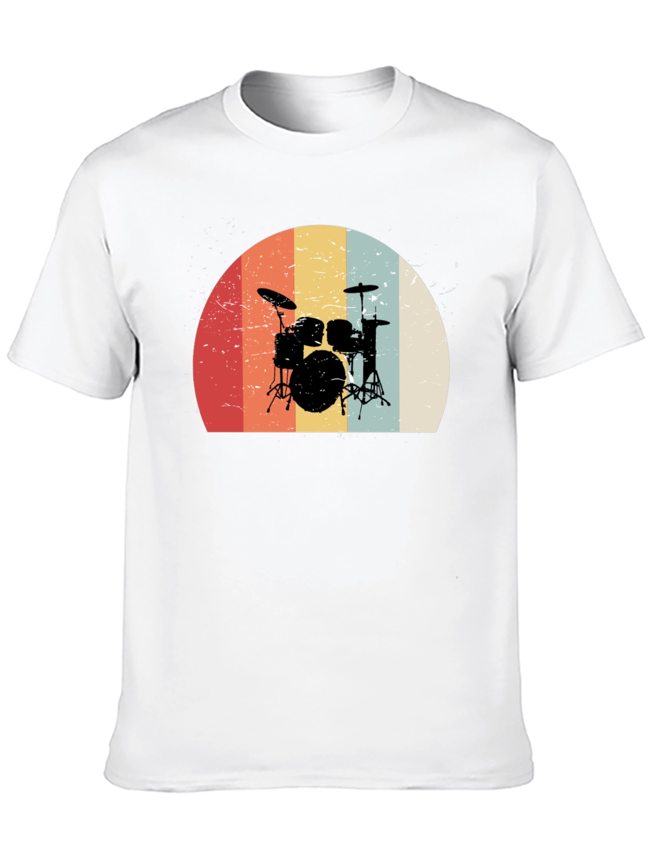 Black Retro Drum Set Graphic Tee - Black view 10