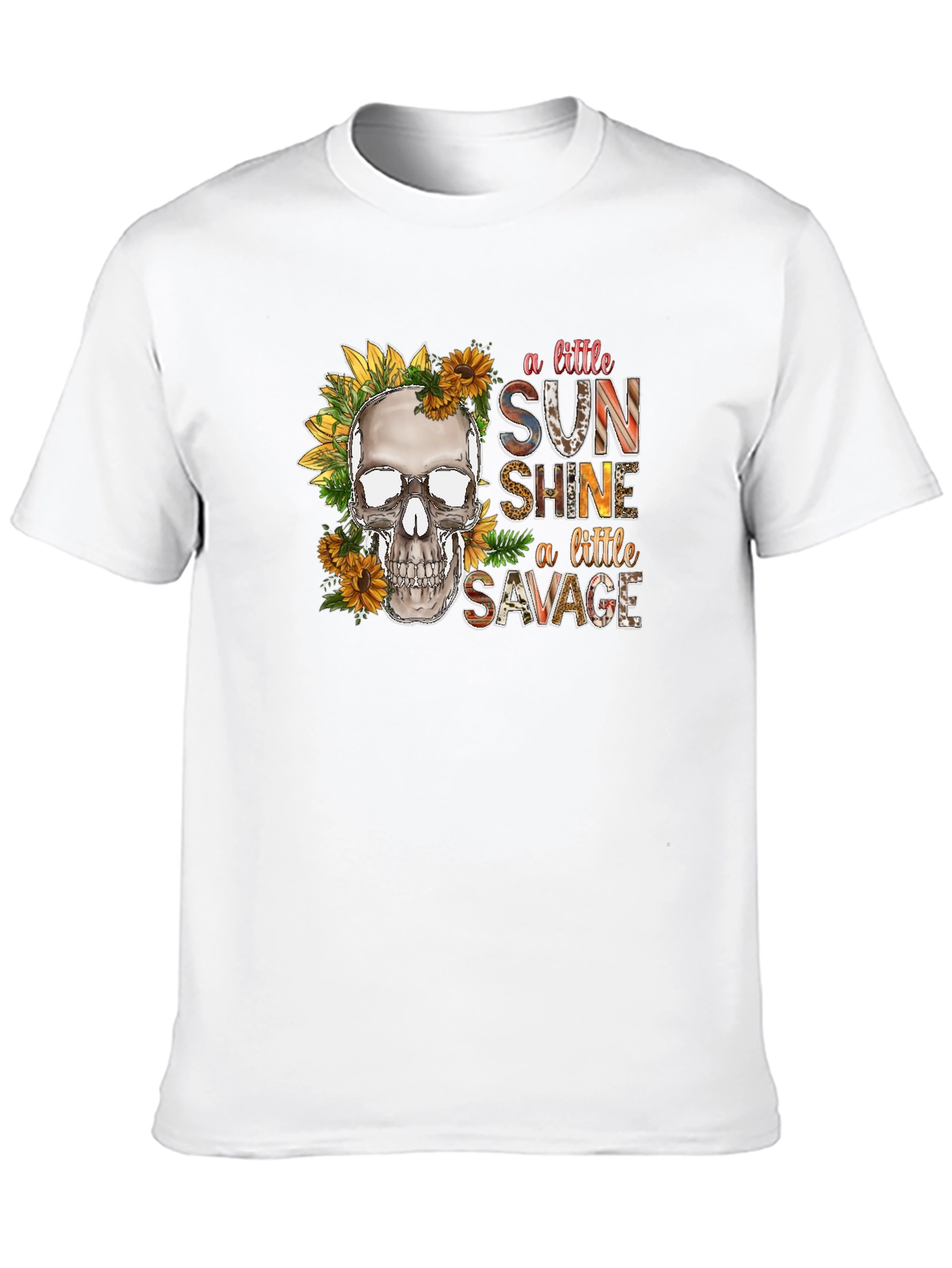 Black Skull Sunflower Graphic Tee: A Little Sunshine, A Little Savage view 10