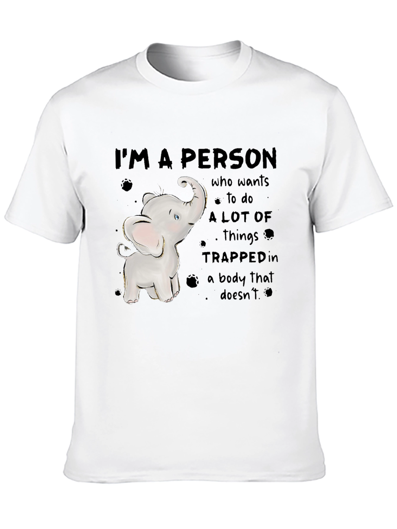 Black Elephant Person T-Shirt - Trapped in Body Design view 10