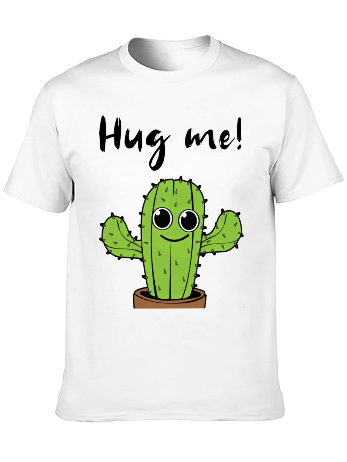 Black Hug Me Cactus Graphic Tee - Unisex Cotton T-Shirt view 10