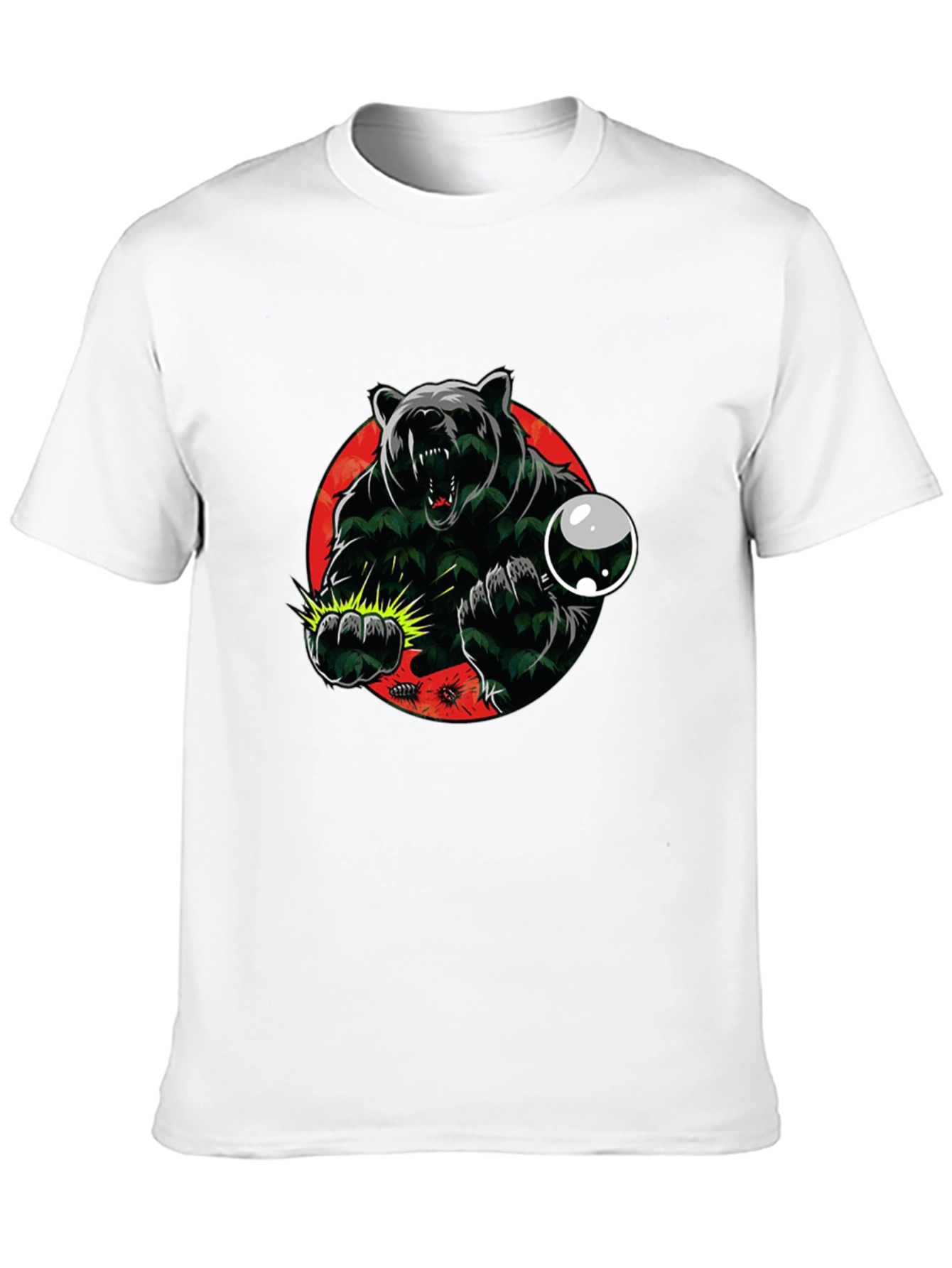 Black Men's Graphic Tee - Bear Attack Design view 10