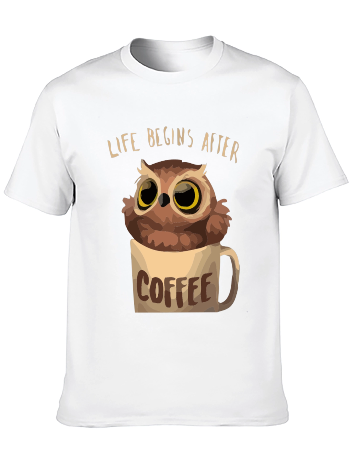 Black Life Begins After Coffee Owl T-Shirt view 10