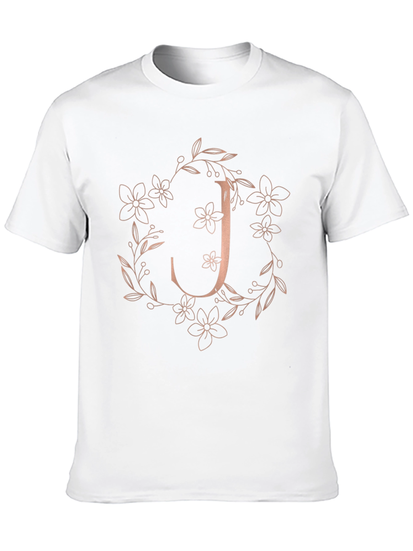 Black Floral J Initial Black T-Shirt view 10