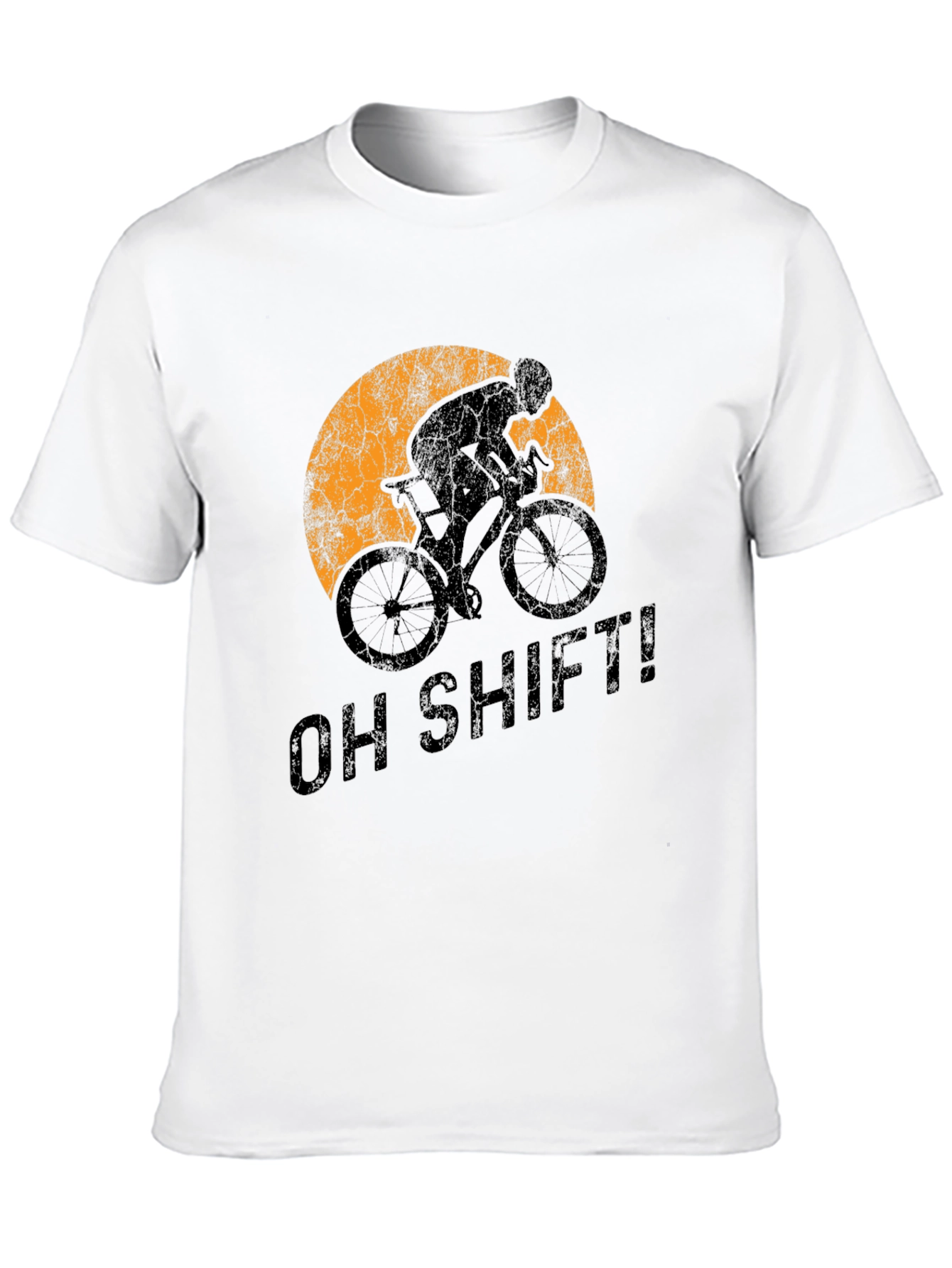Black Oh Shift! Cycling T-Shirt - Sporty Graphic Tee view 10