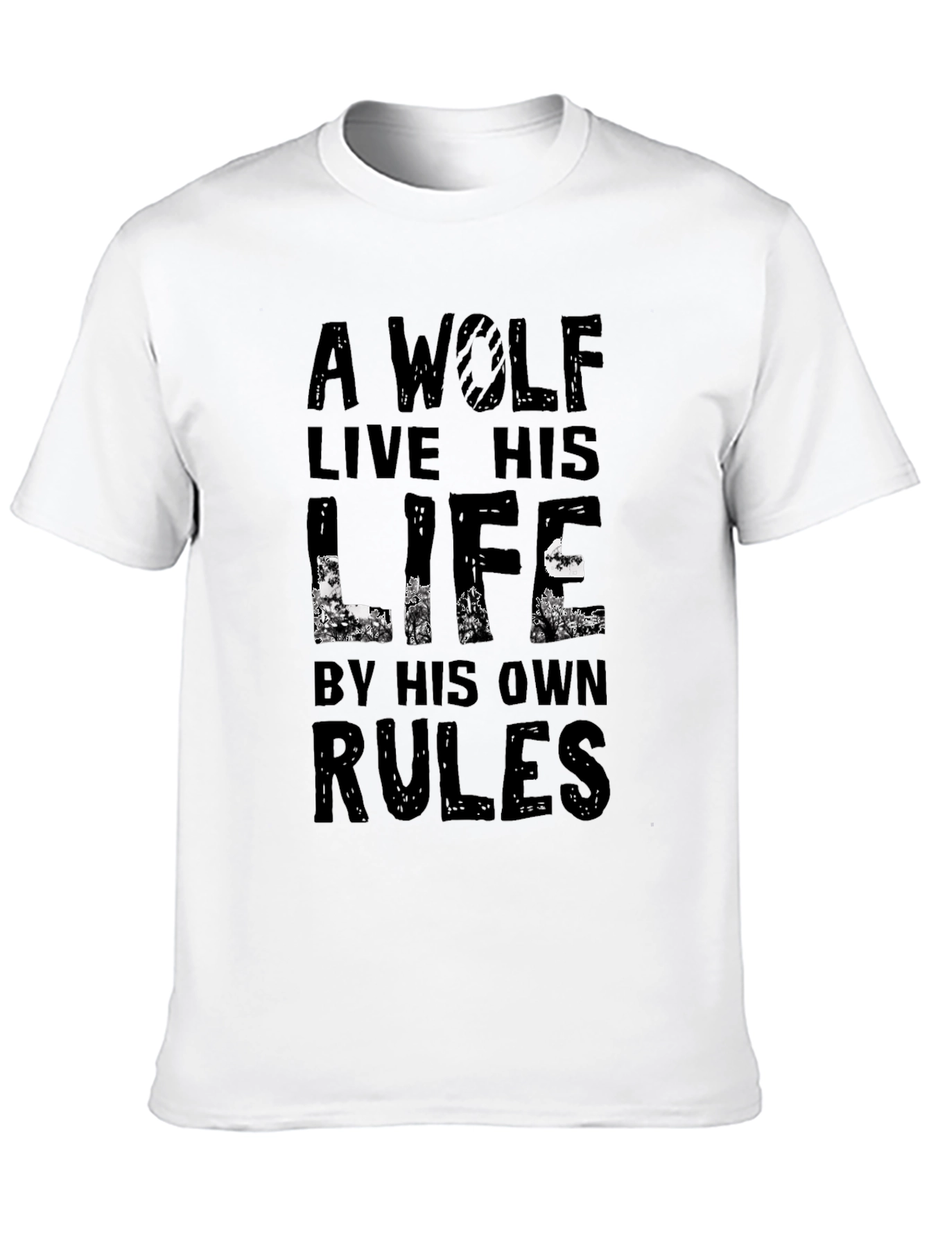 Black A Wolf Lives By His Own Rules Graphic Tee - Black view 10
