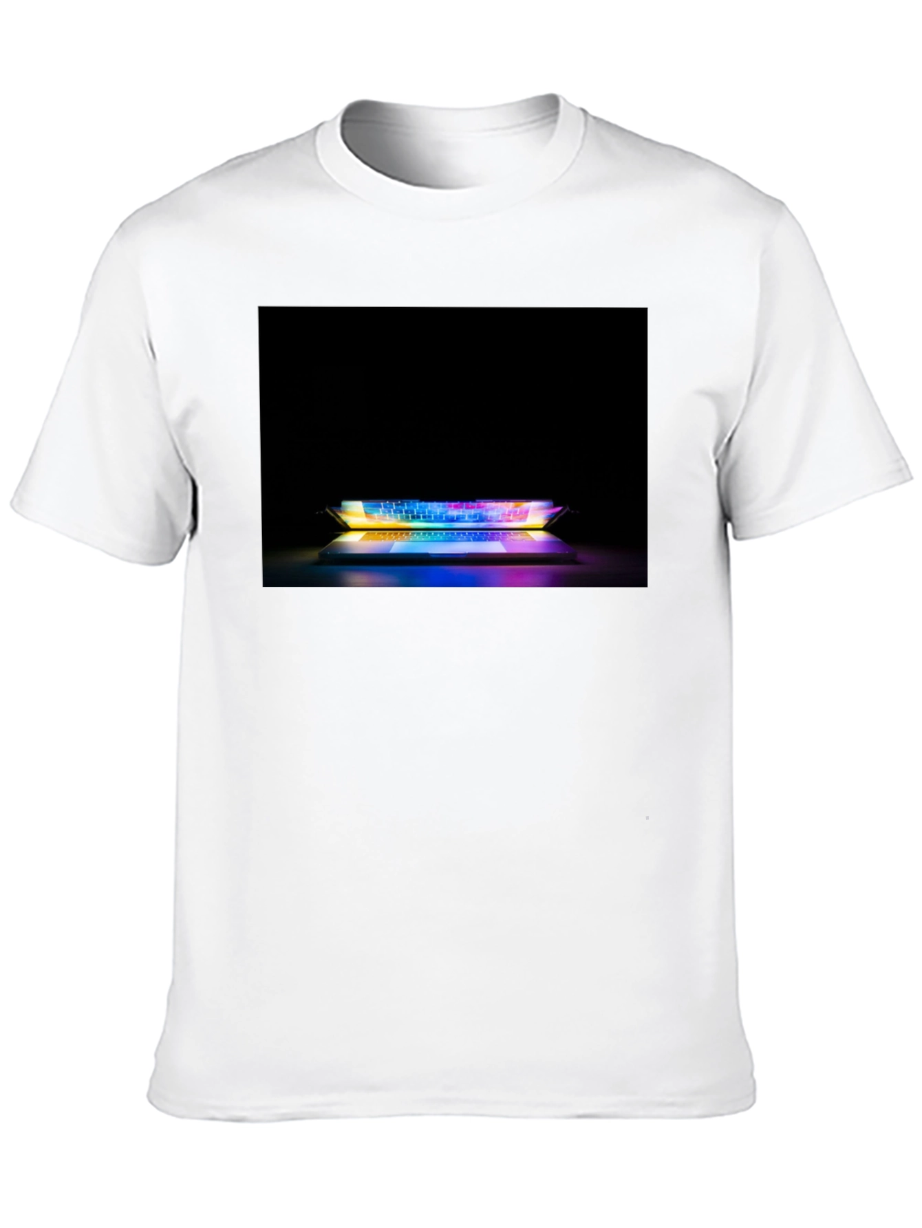 Black Gaming Keyboard T-Shirt - Light Up Laptop Design view 10