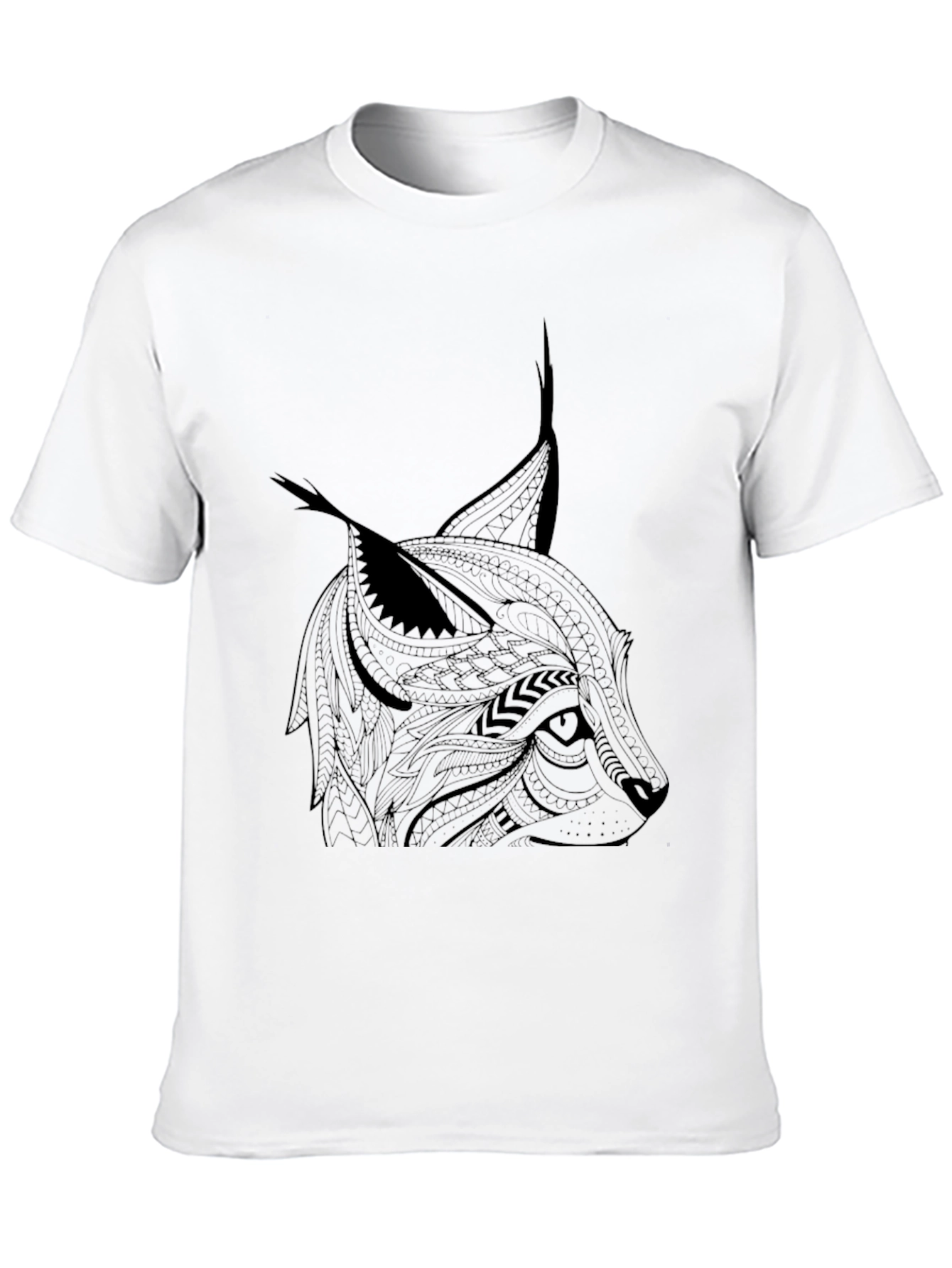 Black Tribal Lynx Graphic T-Shirt - Men's Black Tee view 10