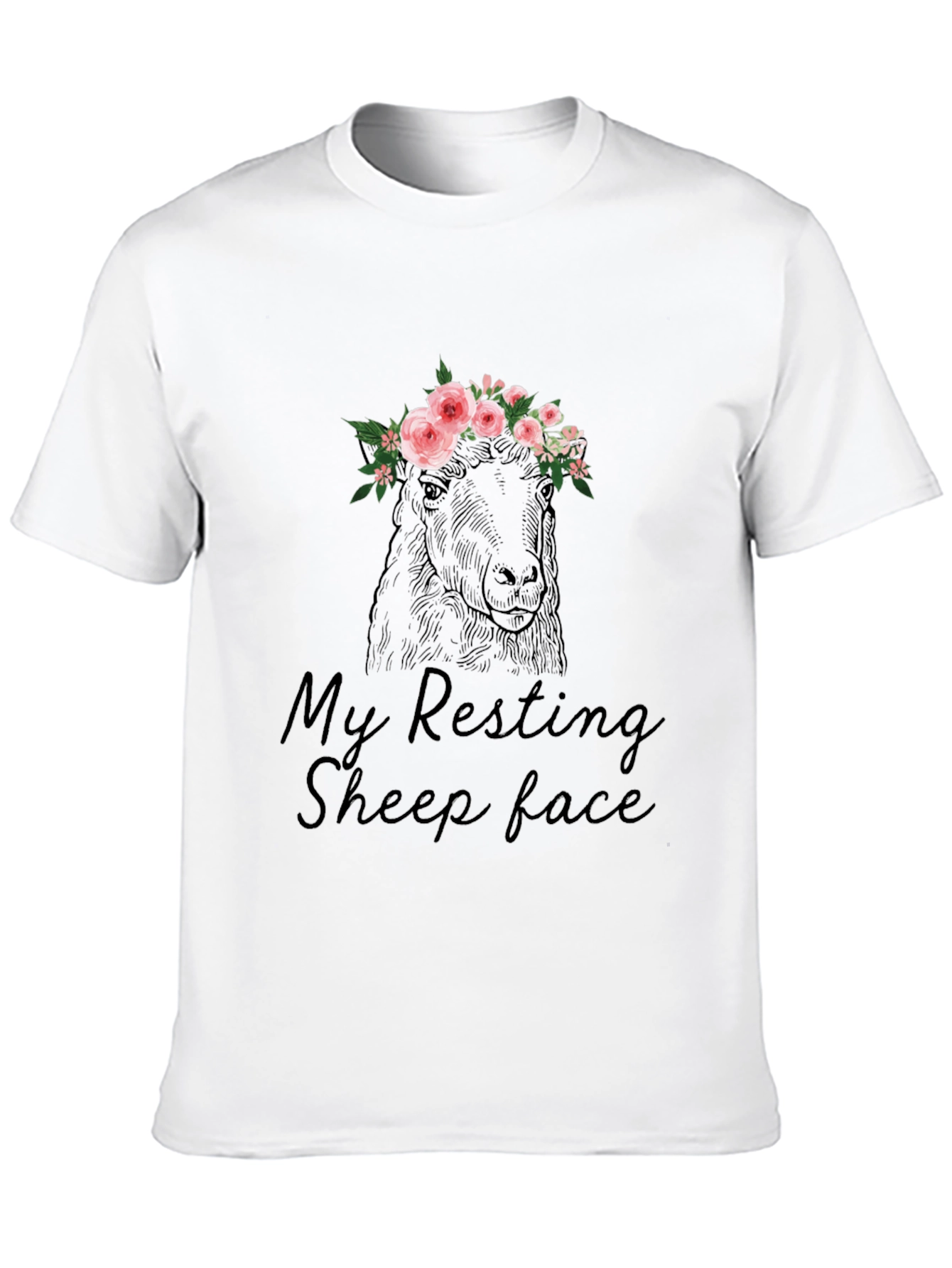 Black Resting Sheep Face Graphic T-Shirt - Black Cotton Tee view 10