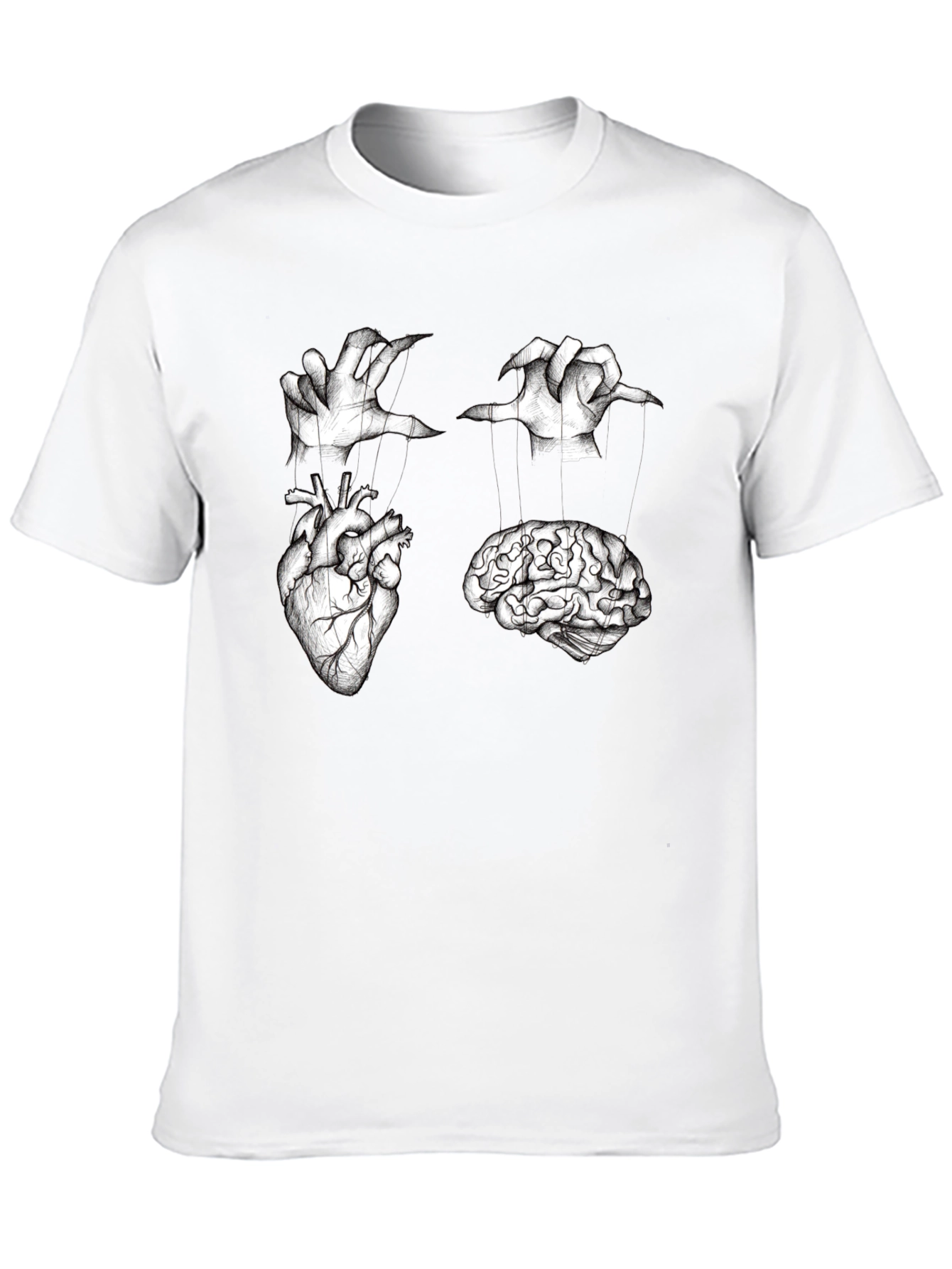 Black Brain & Heart Marionette T-Shirt view 10