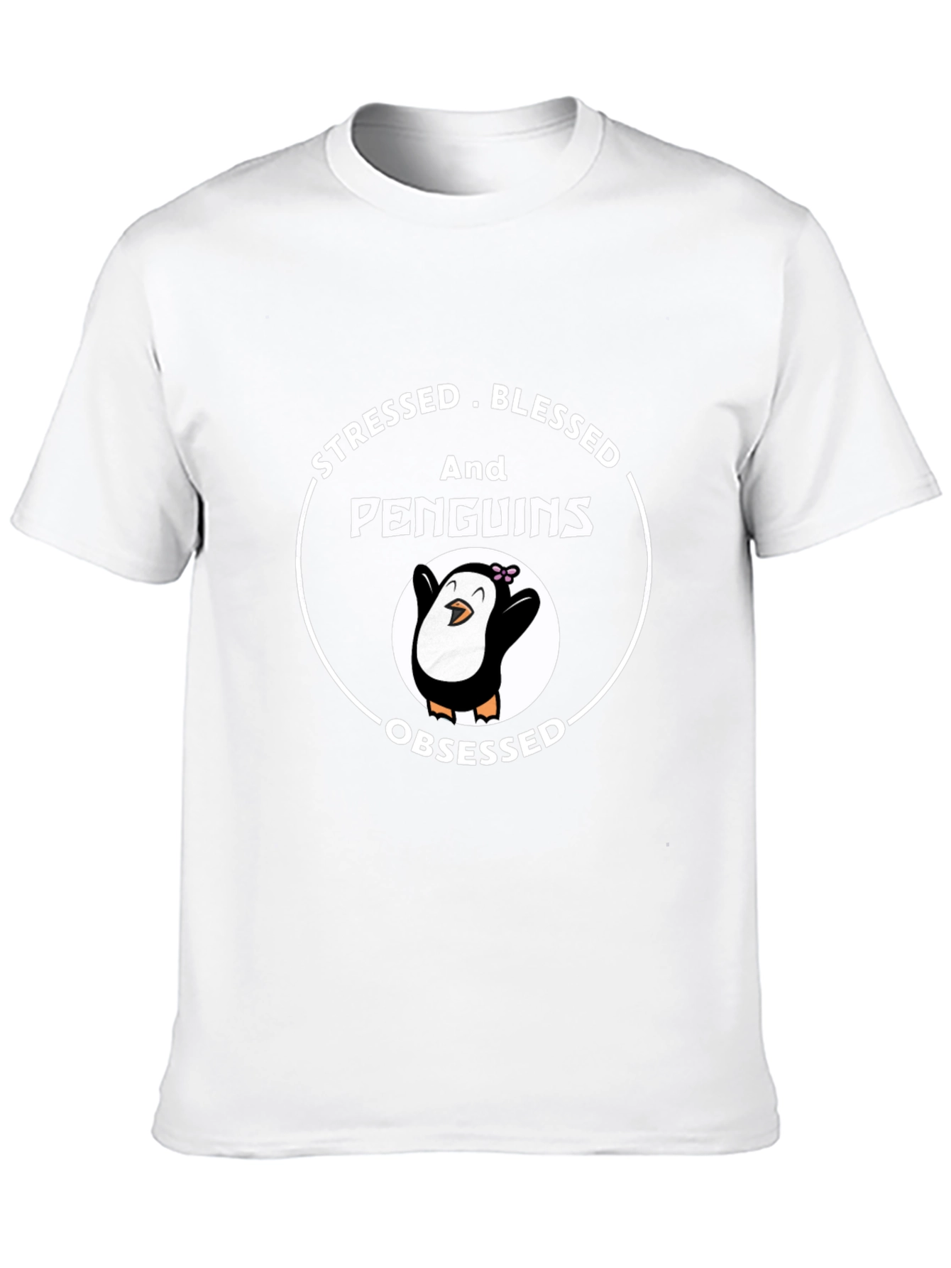Black Stressed Blessed Penguins Obsessed T-Shirt view 10