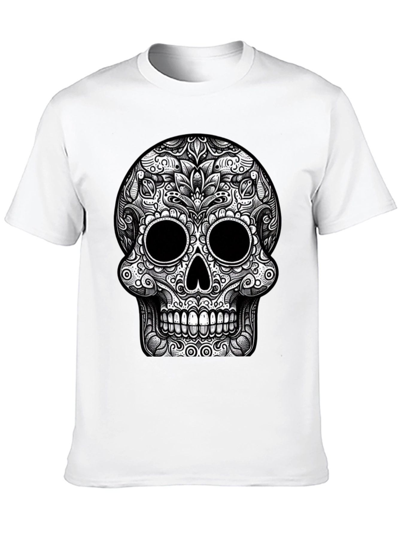 Black Skull Graphic Tee - Black Cotton T-Shirt view 10